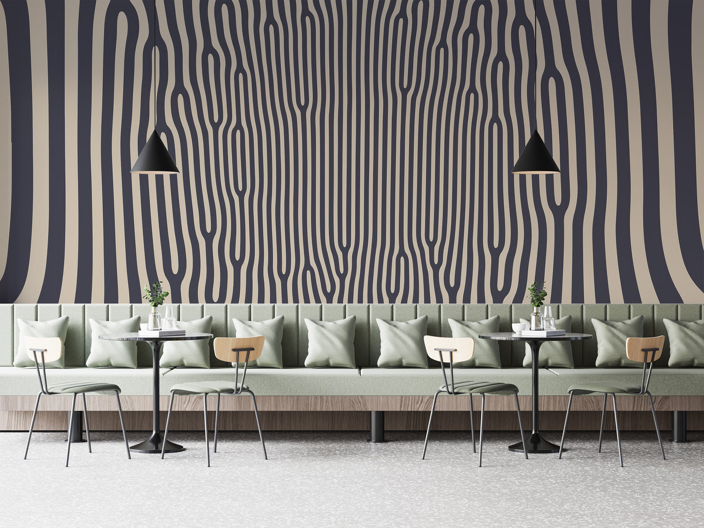 Geometric hypnotic pattern wallpaper mural for trendy spaces