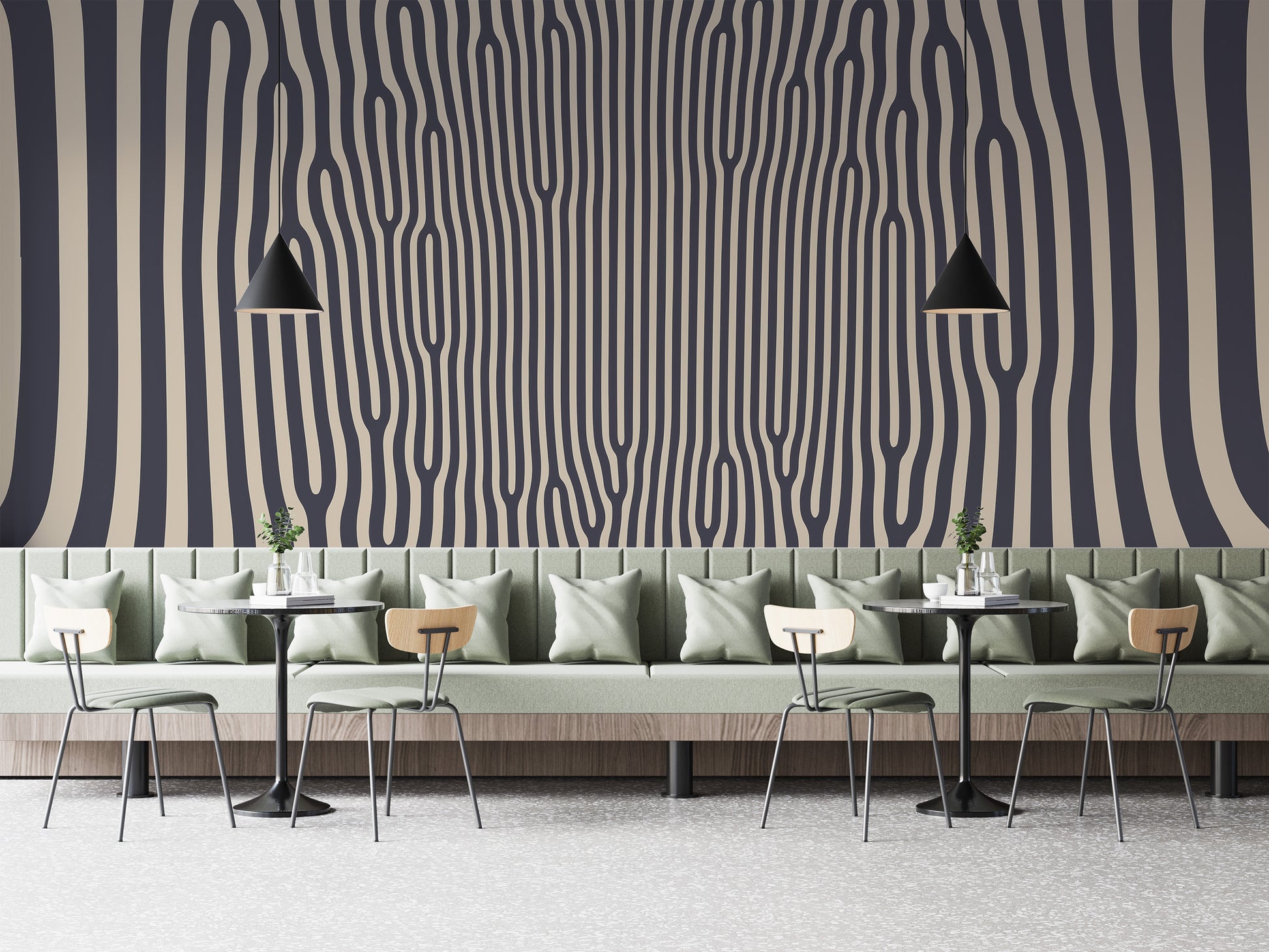 Geometric hypnotic pattern wallpaper mural for trendy spaces