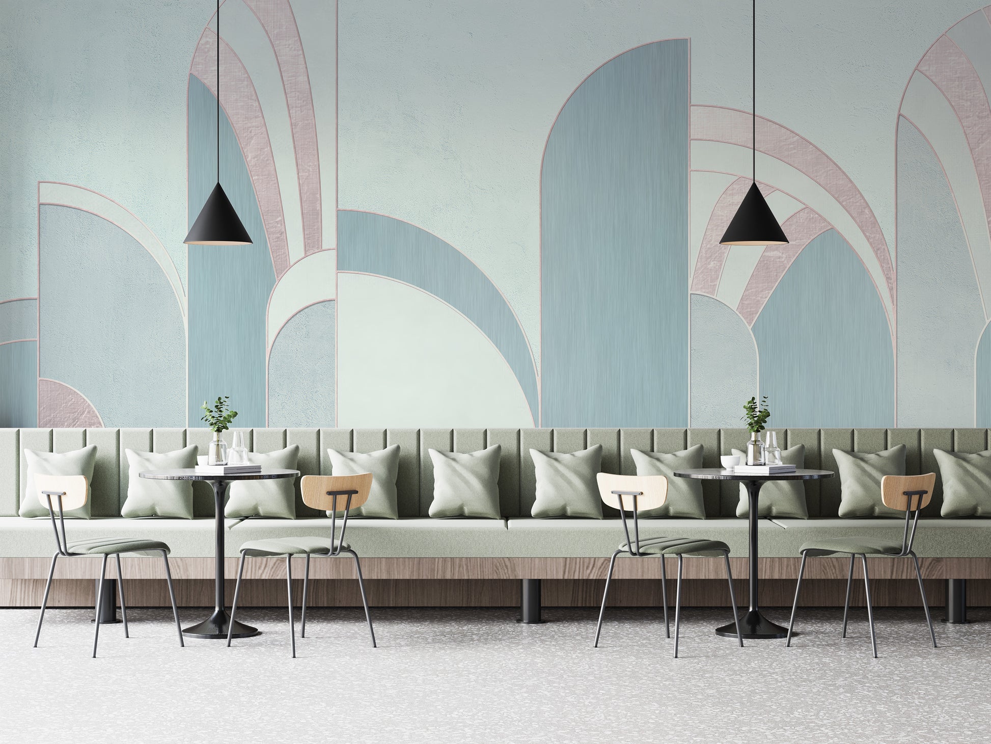 Elegant teal abstract wallpaper for creative interiors