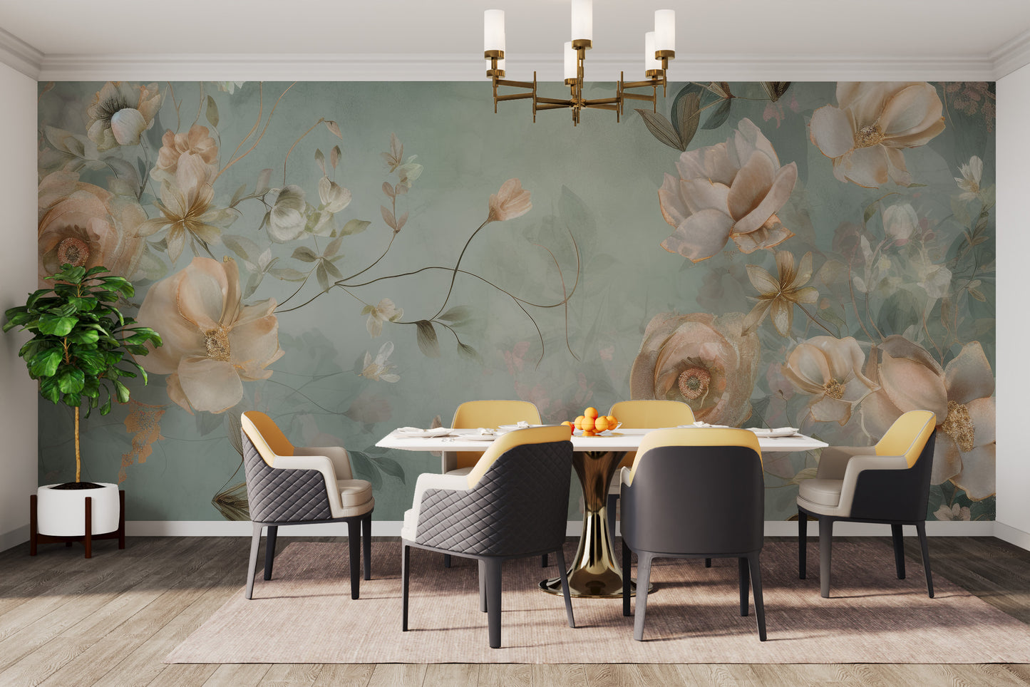 Artistic spring whisper wall mural for tranquil interiors