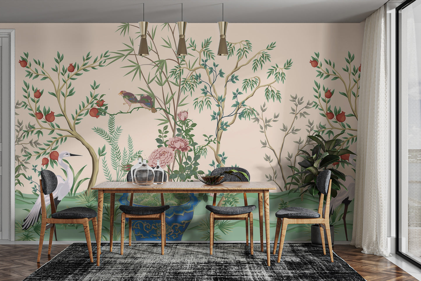 Elegant Chinese vase wall mural with classic design elements