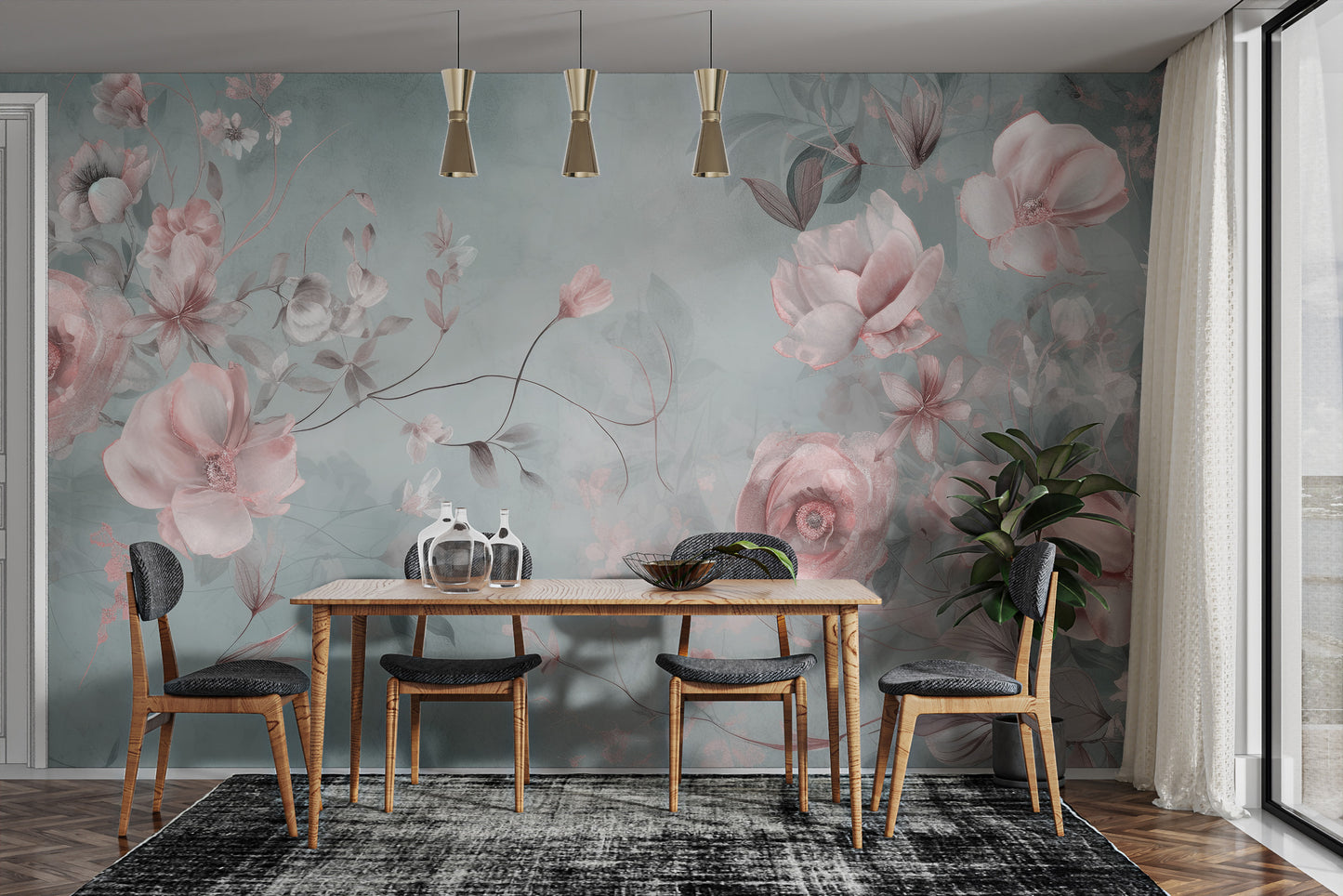 Elegant floral wallpaper mural for modern and chic spaces