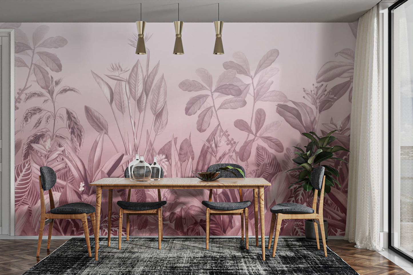 Pink Botanical Wall Mural