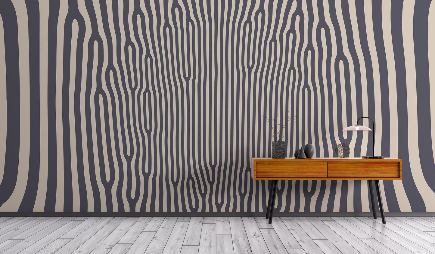 Artistic hypnotic pattern mural for a mesmerizing interior design