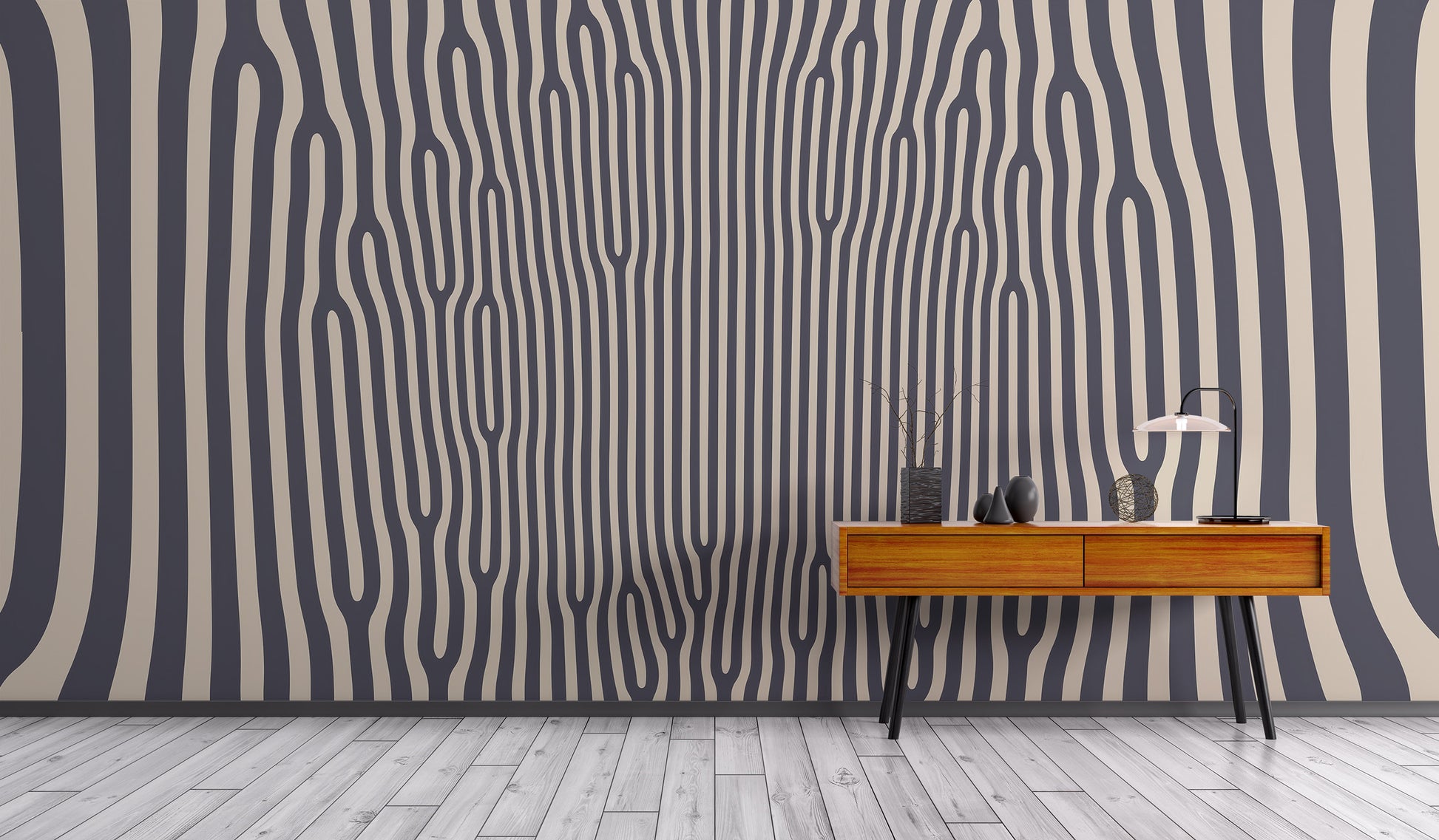 Artistic hypnotic pattern mural for a mesmerizing interior design