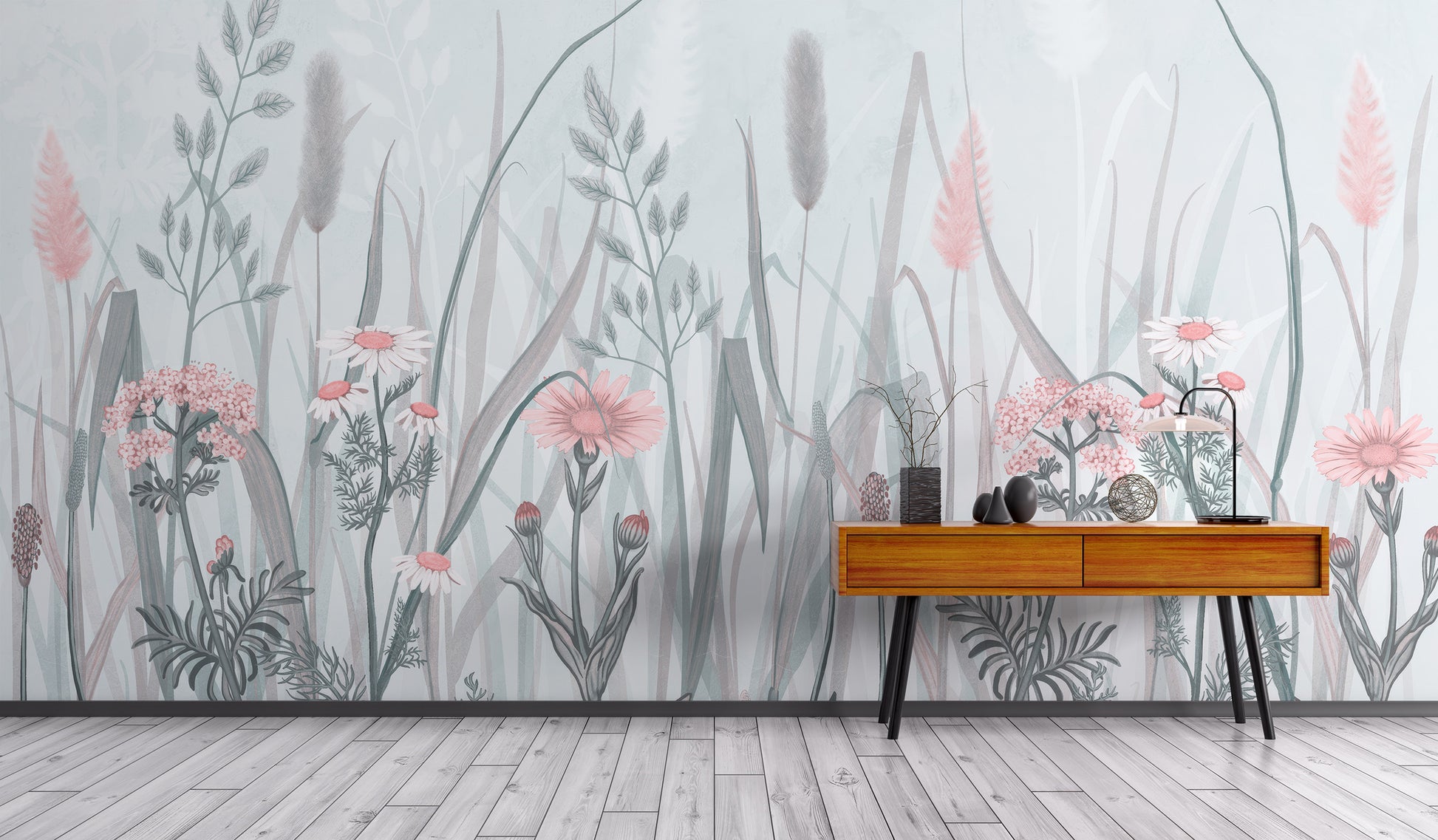 Elegant pink flora mural wallpaper for any space