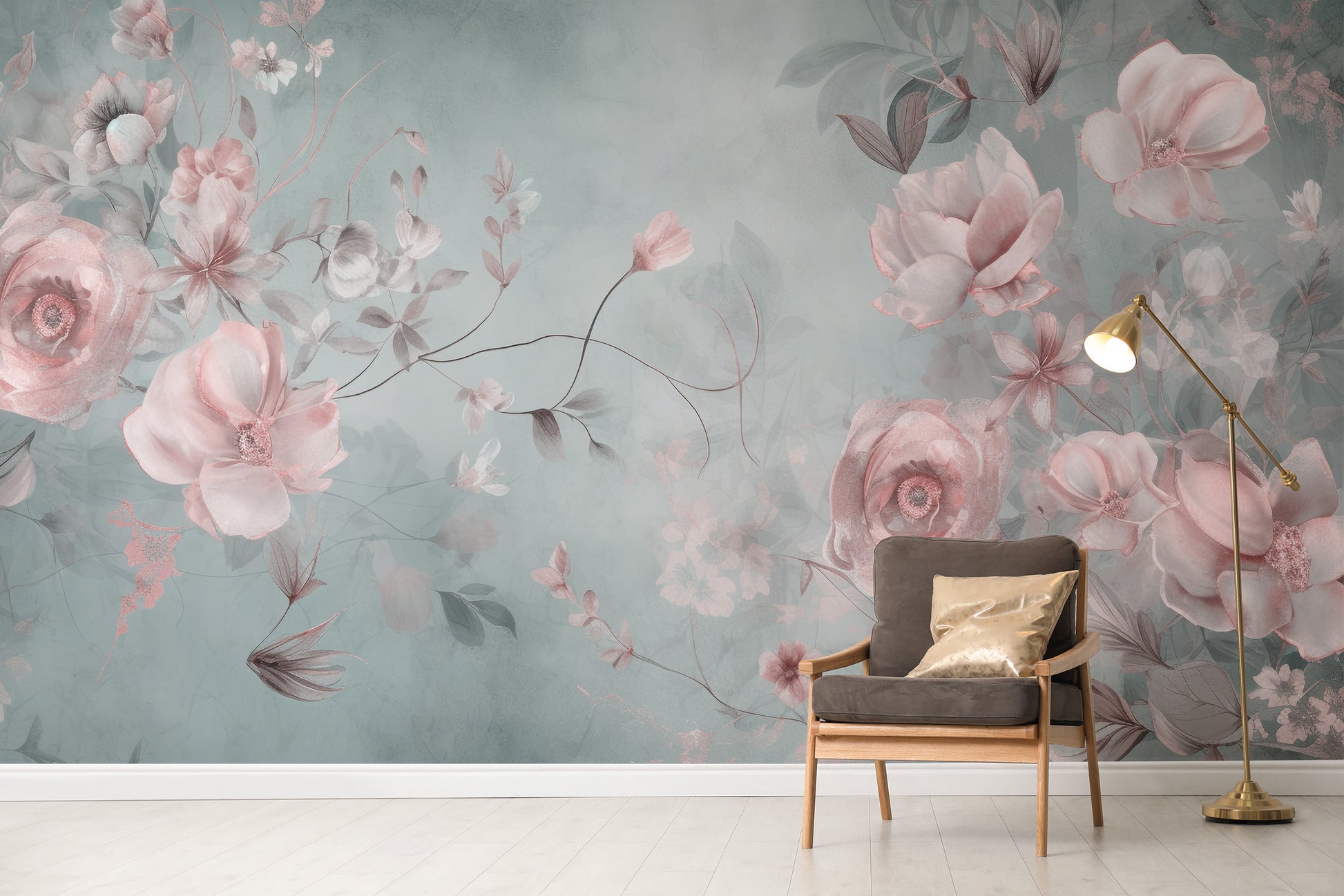 Sophisticated flora mural for timeless and graceful wall decor