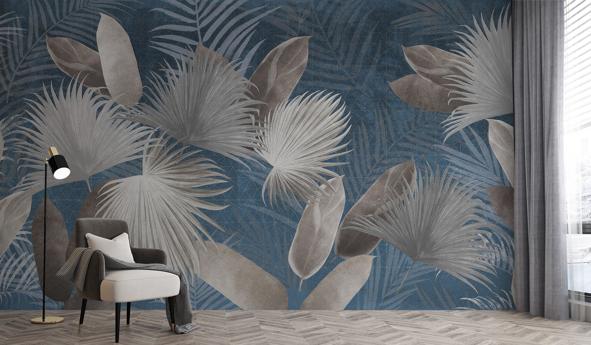 Nature-inspired exotic leaves wallpaper mural for walls