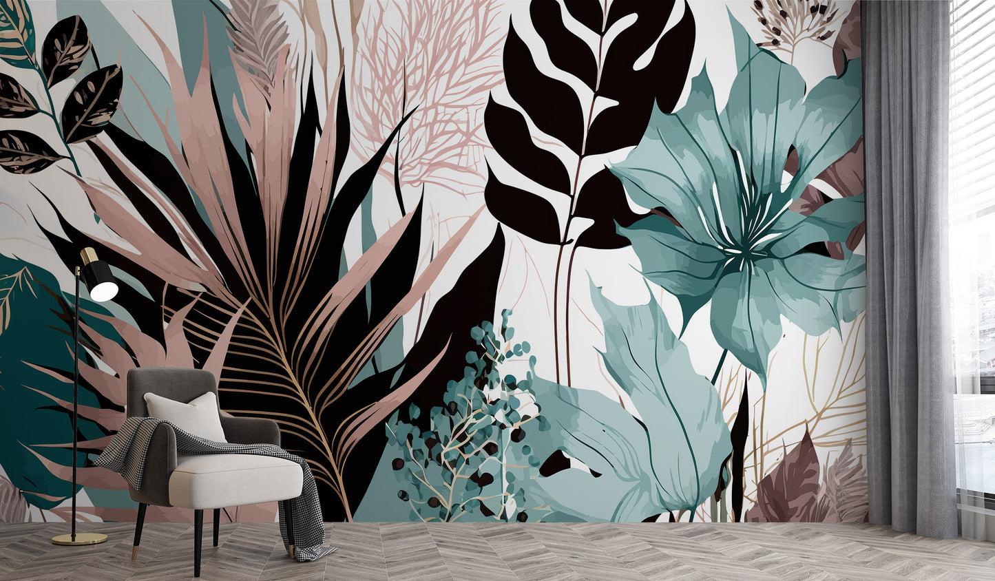 Lush tropical elegance wallpaper mural for vibrant home decor