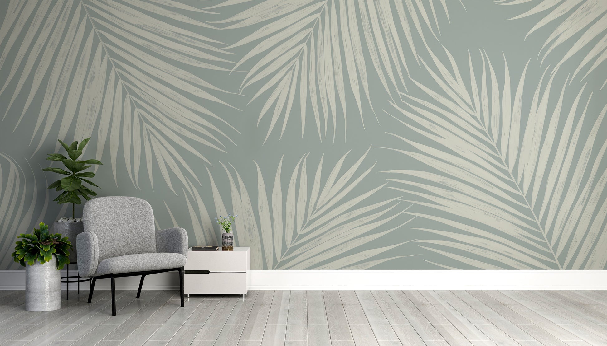 Tropical palm adhesive wallpaper for modern walls