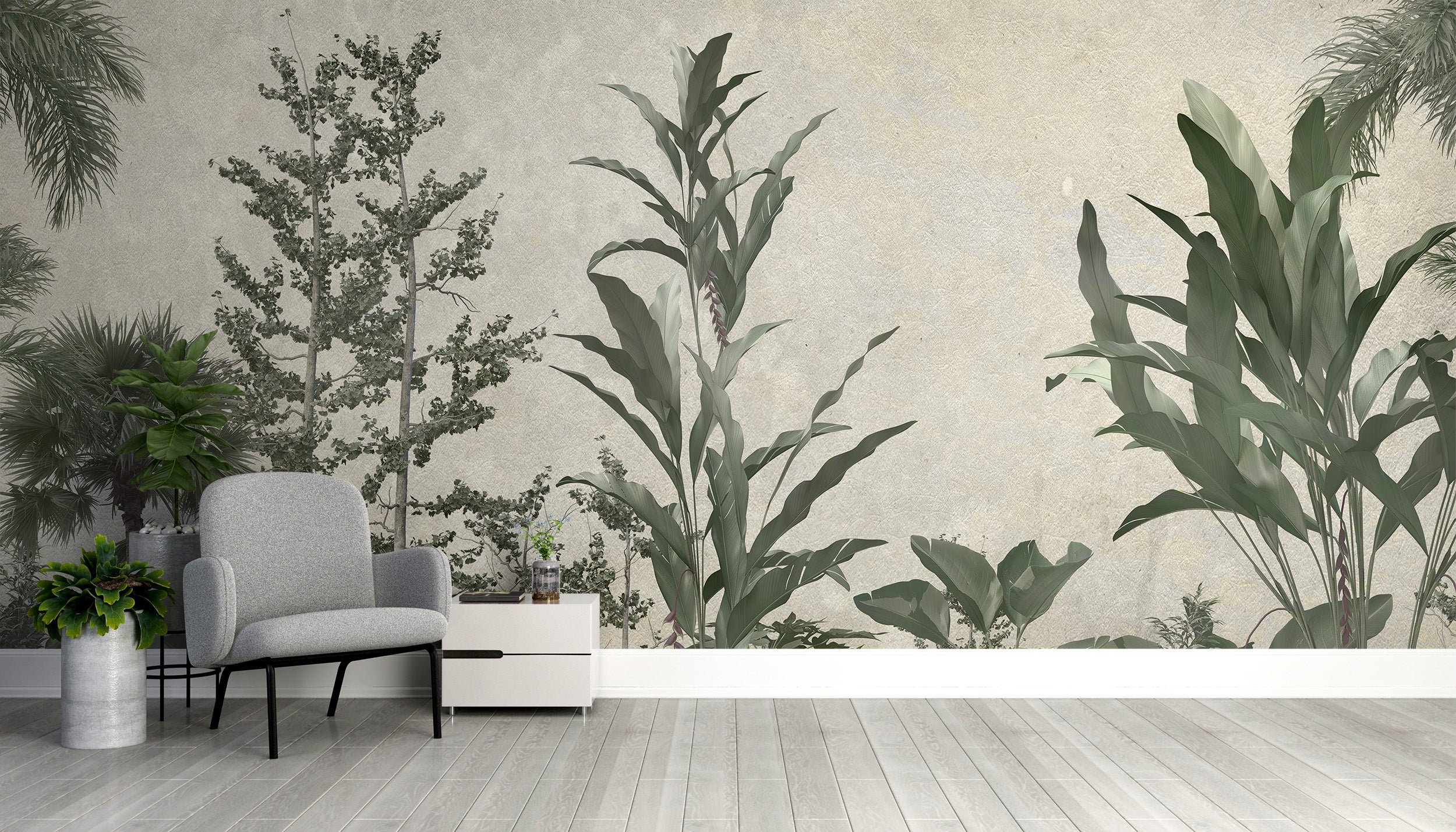 Temporary lush greenery wallpaper for stylish spaces