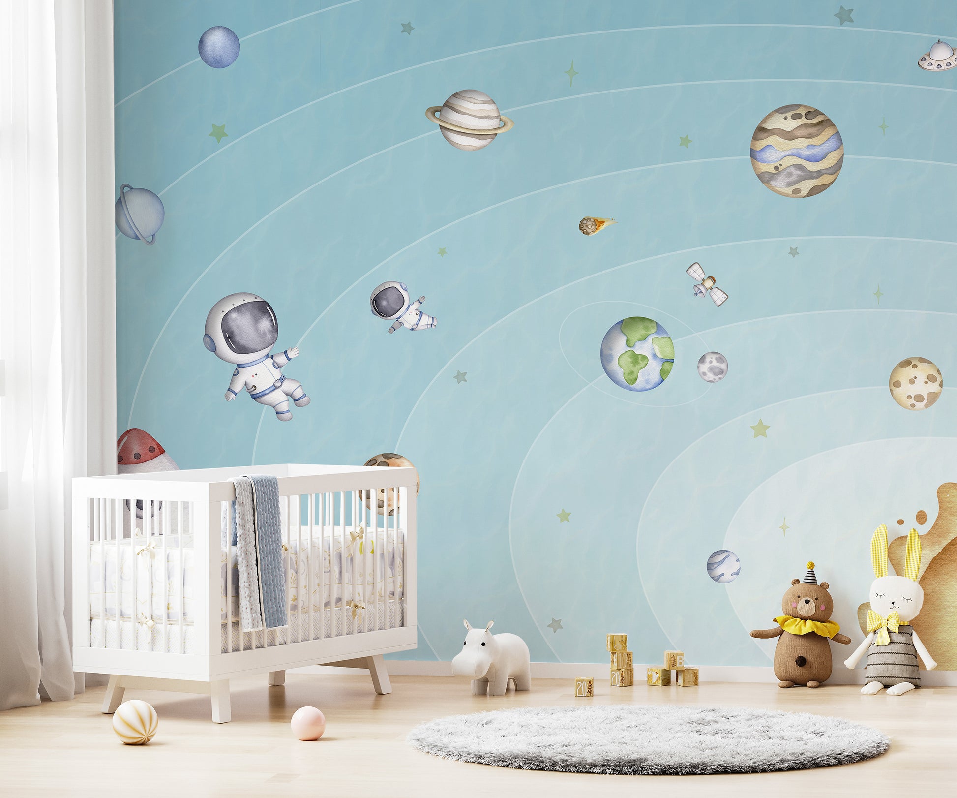 Space joy mural perfect for creating a celestial atmosphere
