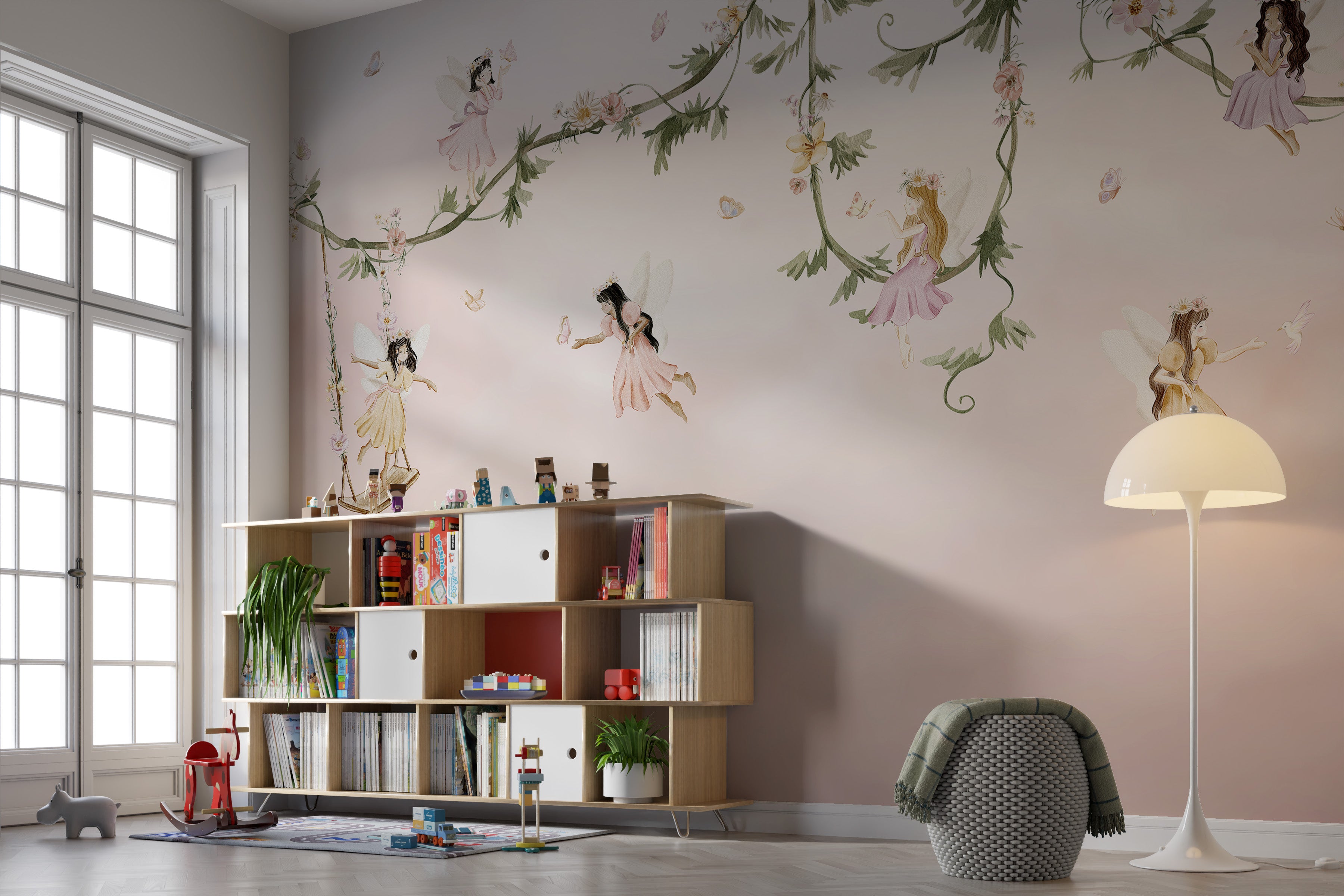 Wall mural with a dreamy flight scene for tranquil interiors
