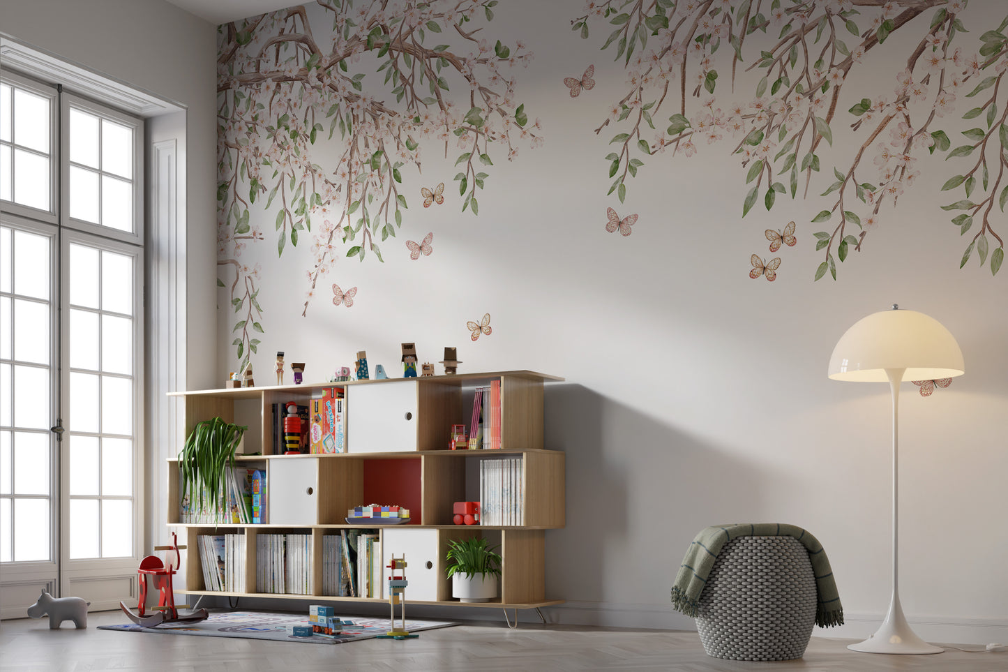 Graceful petal ballet mural perfect for artistic interiors
