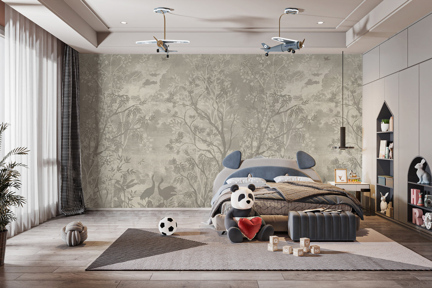 Mystical Gray Jungle Wall Mural