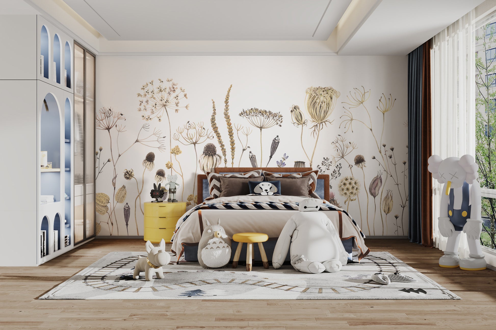 Nature-inspired floral whisper mural wallpaper for rooms