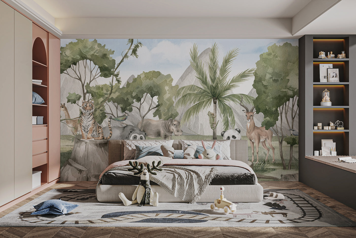 Animal kingdom wallpaper mural for nature-inspired decor