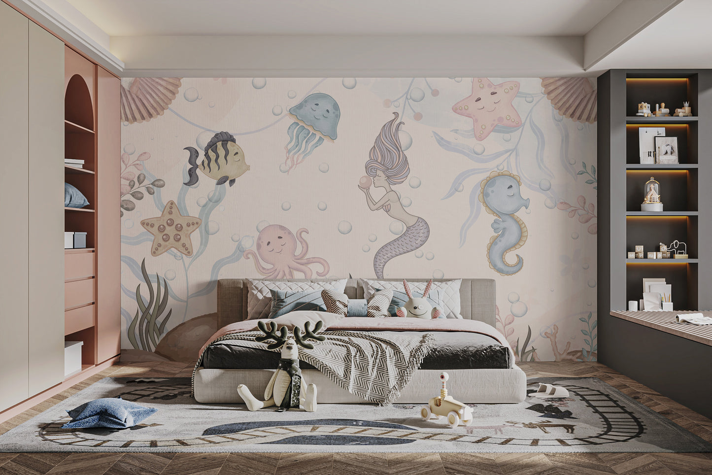 Aquatic life kids wall mural for vibrant underwater decor