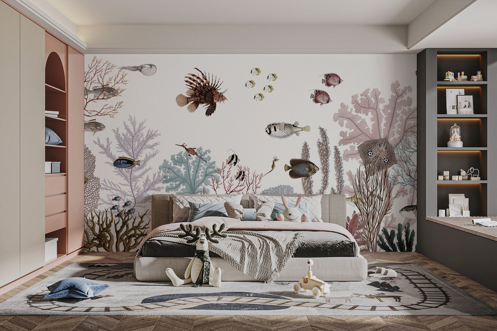 Underwater mural showcasing the coral kingdom's beauty.
