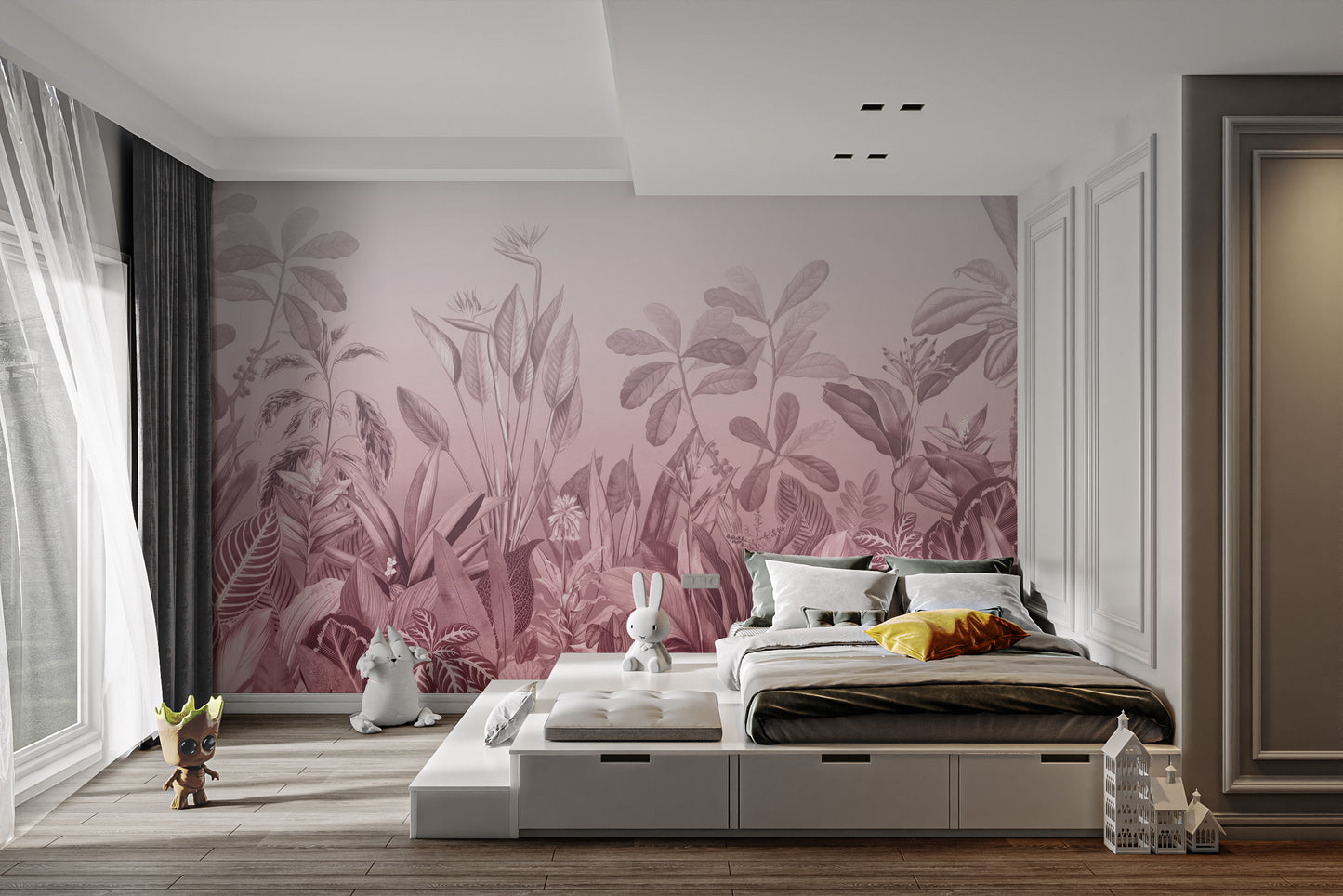 Pink Botanical Wall Mural