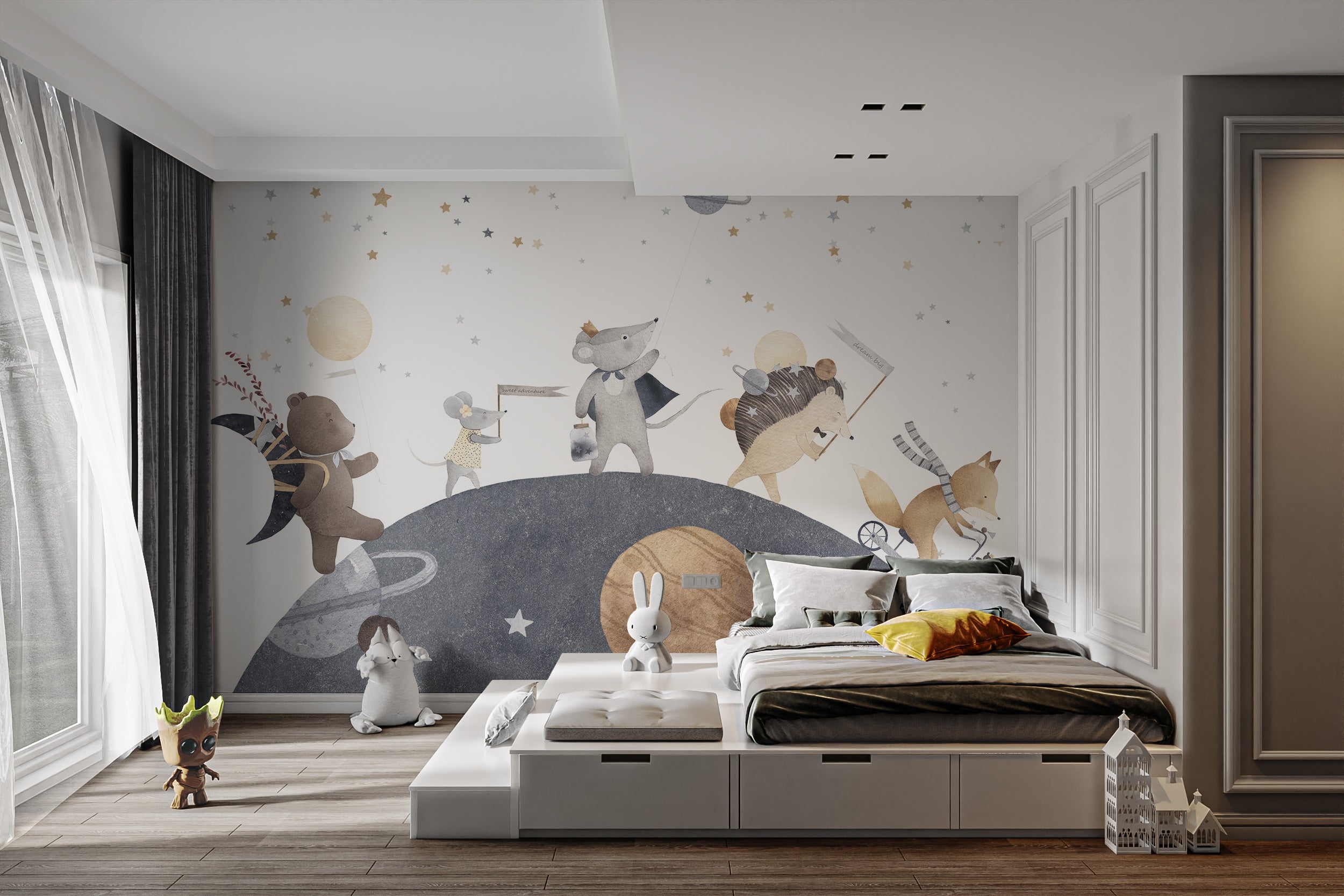 Moonlight friends wallpaper mural for imaginative rooms