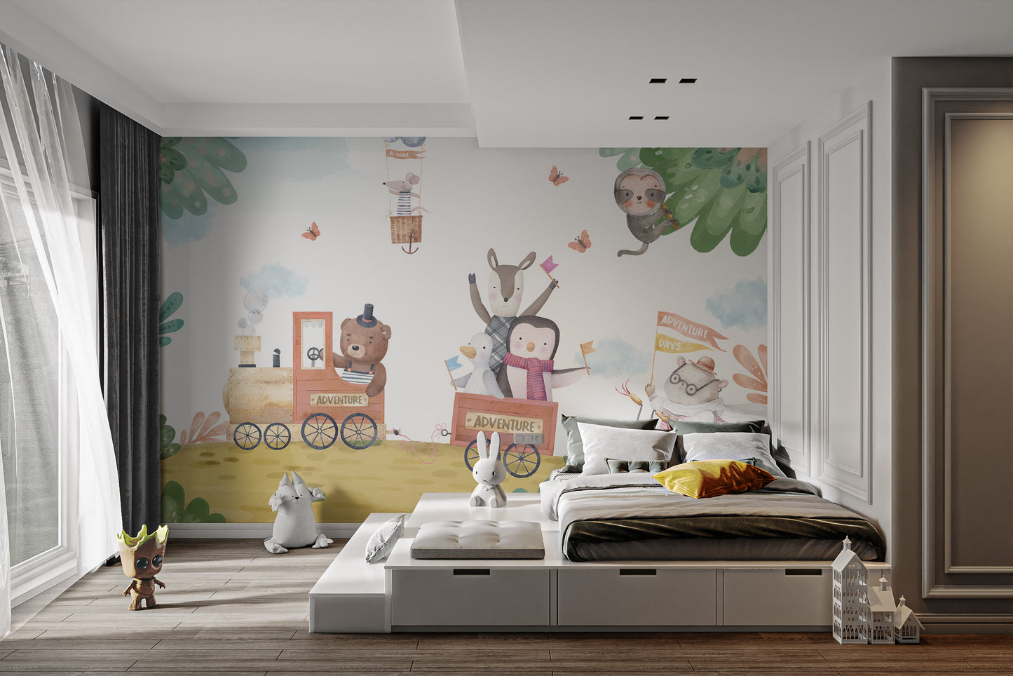 Adventure Train Kids Wall Mural