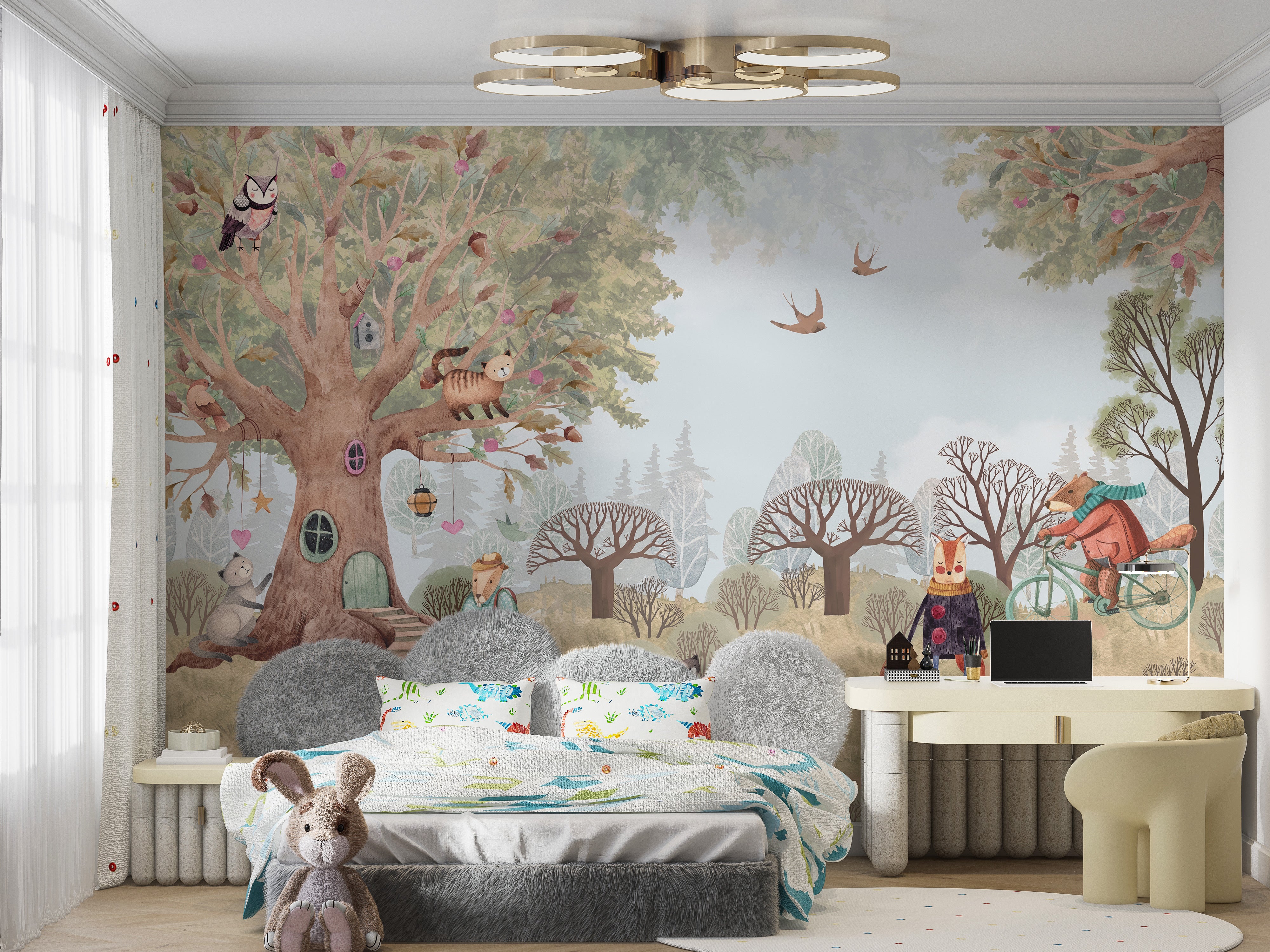 Storybook animals wallpaper mural for joyful, imaginative rooms