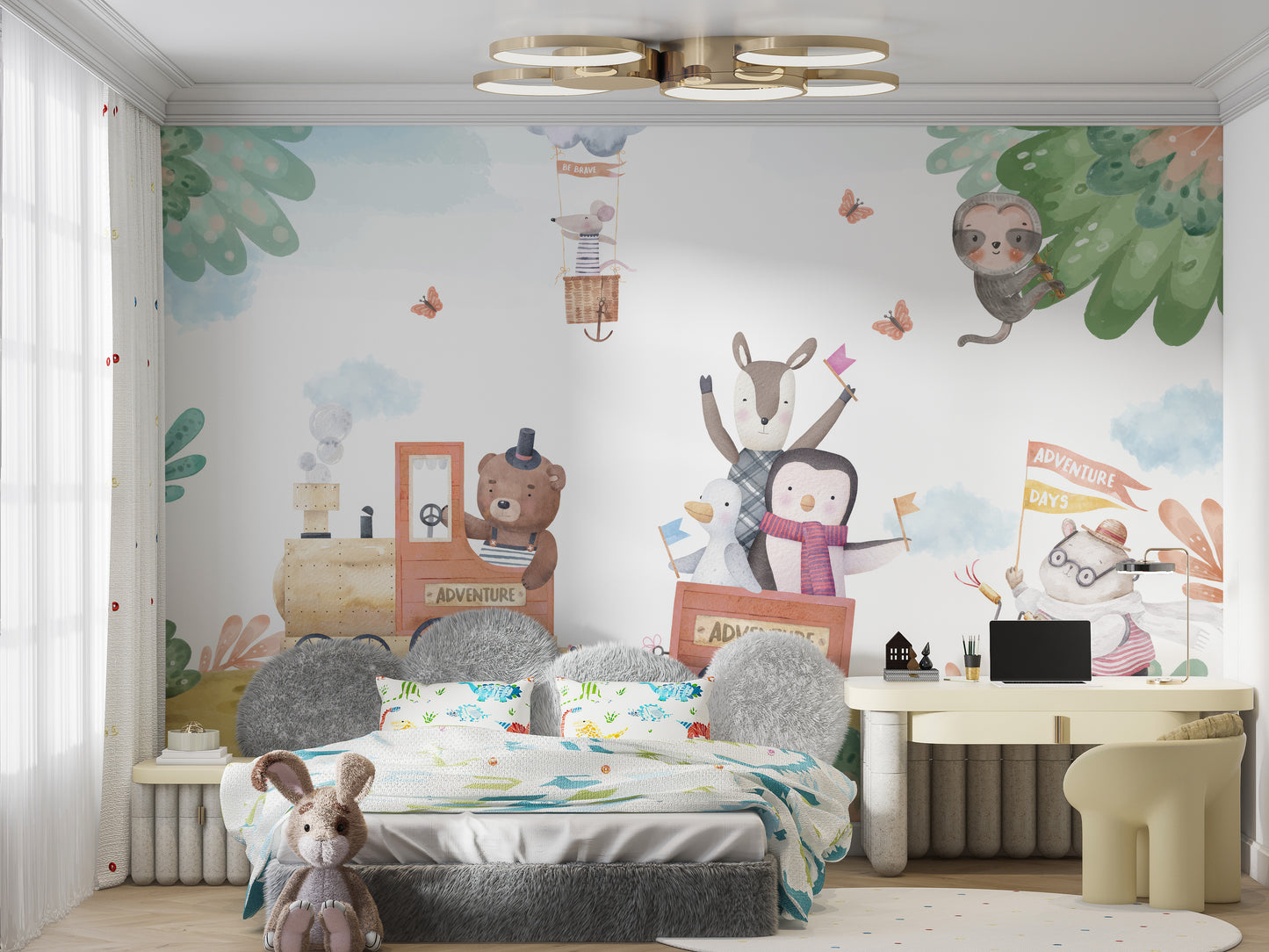 Adventure Train Kids Wall Mural