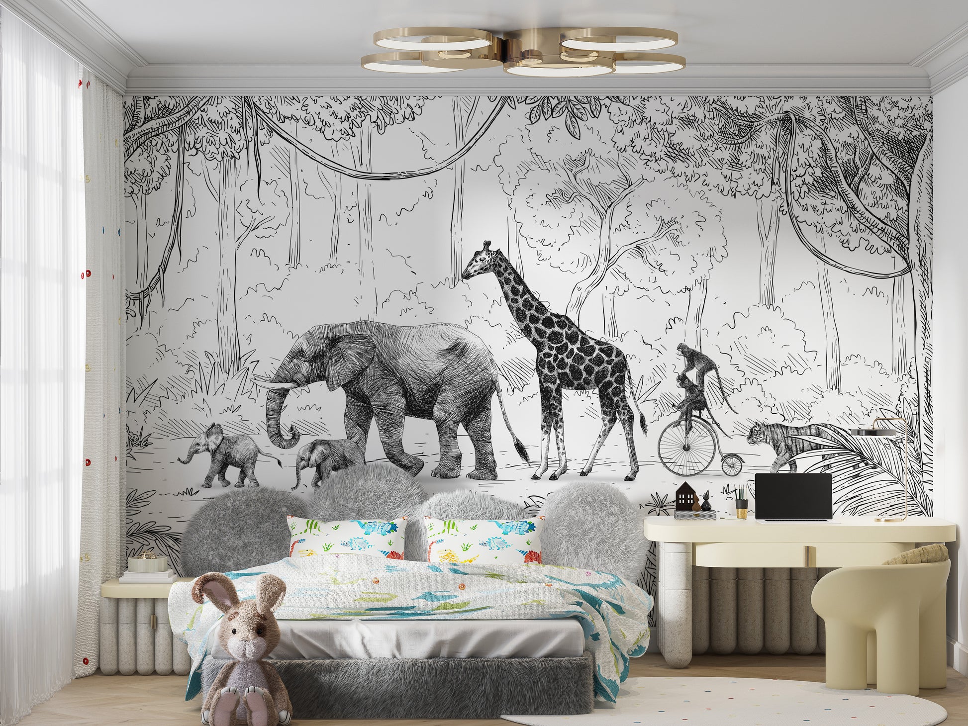 Elegant Animal Parade wallpaper, perfect for modern rooms.
