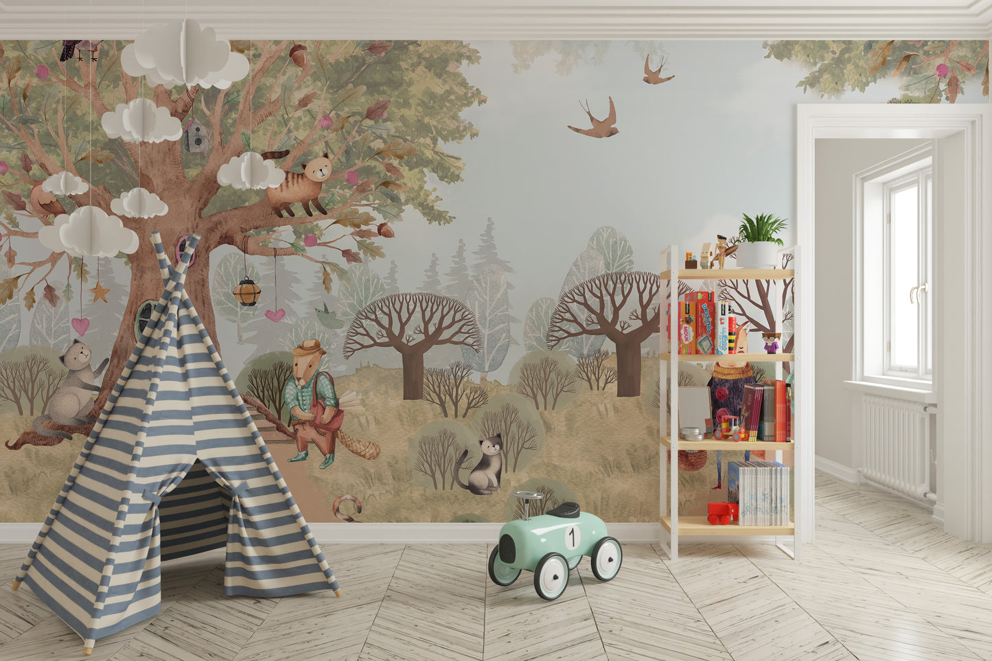 Storybook animals mural for bringing magic to your walls