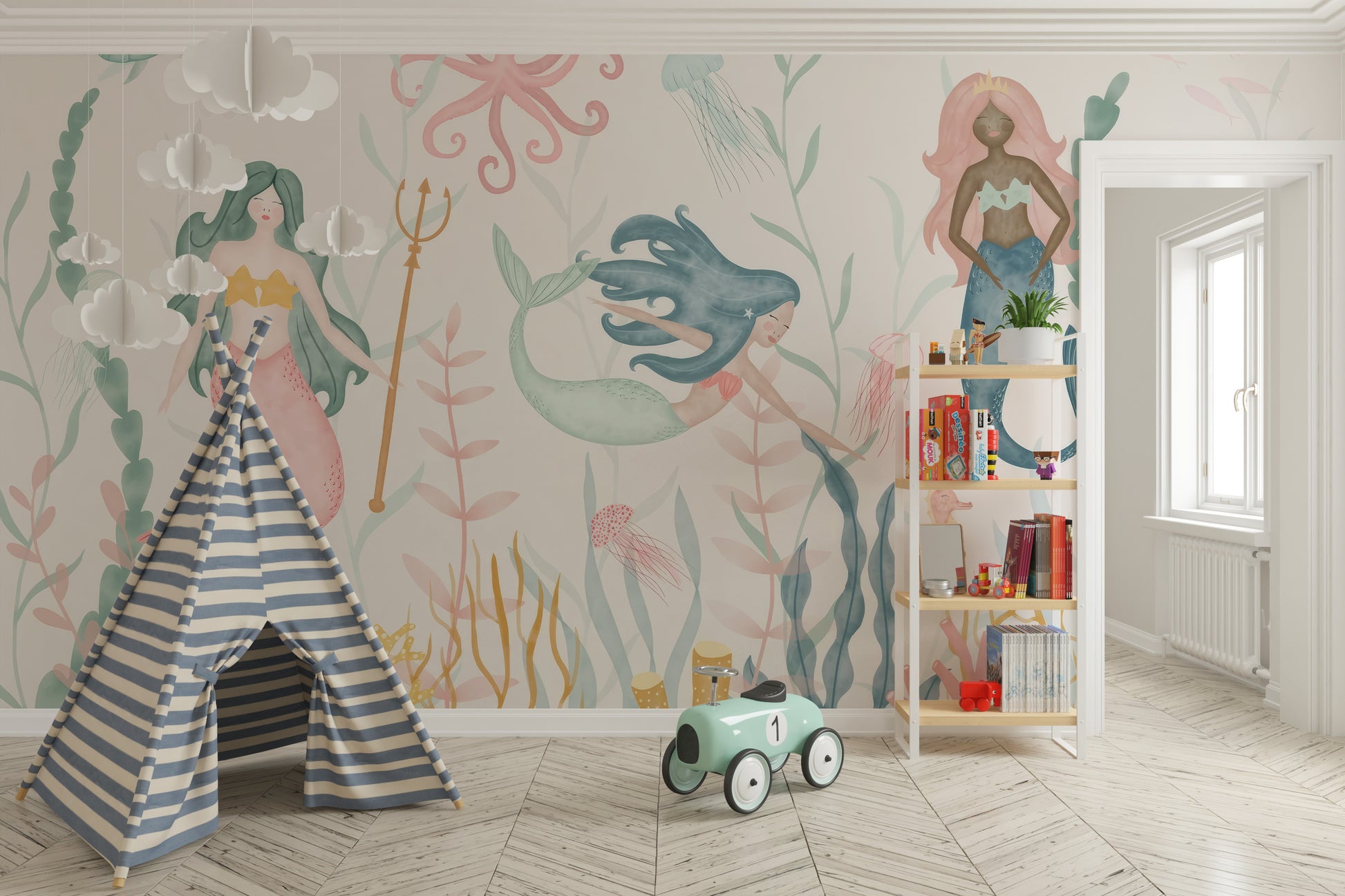 Pastel Mermaid Fantasy Wallpaper Mural