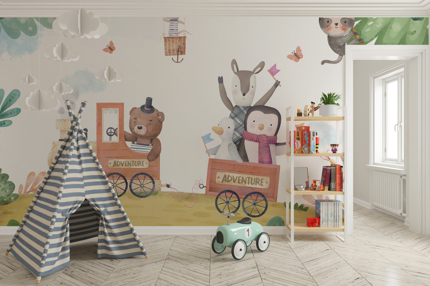 Adventure Train Kids Wall Mural