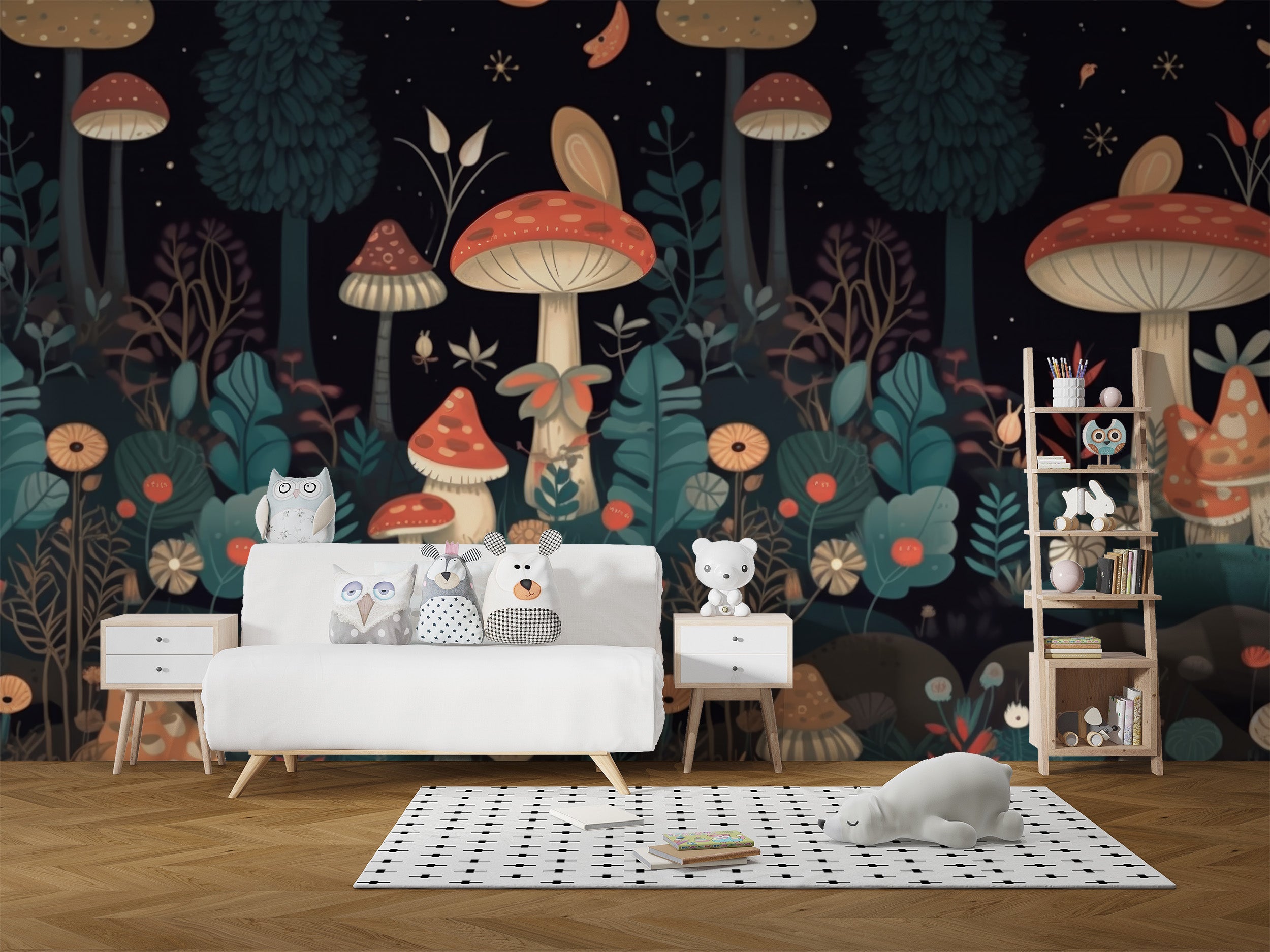 Nature-inspired kids mushroom wallpaper for charming spaces