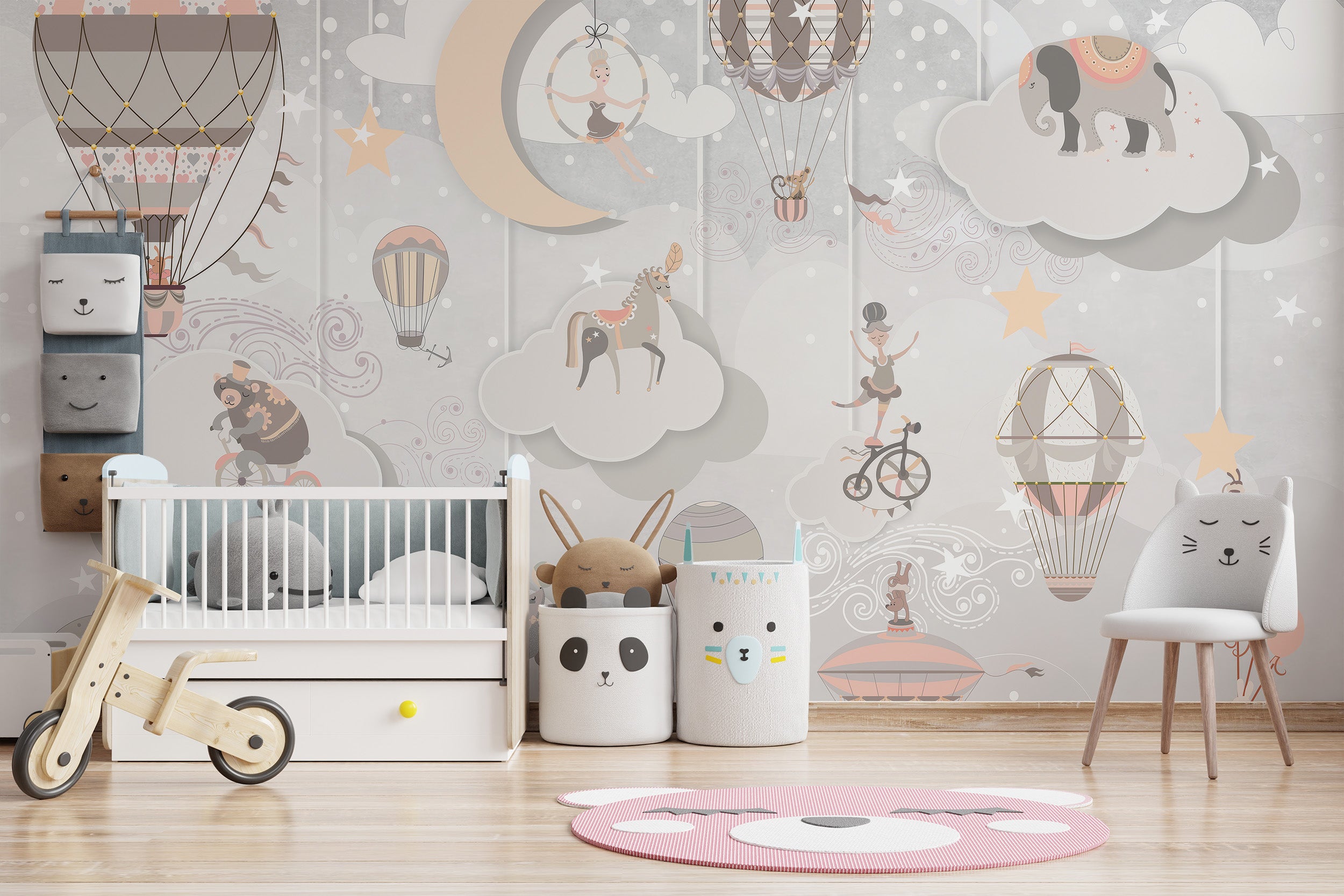 Decorative circus wall mural for a fun and lively ambiance