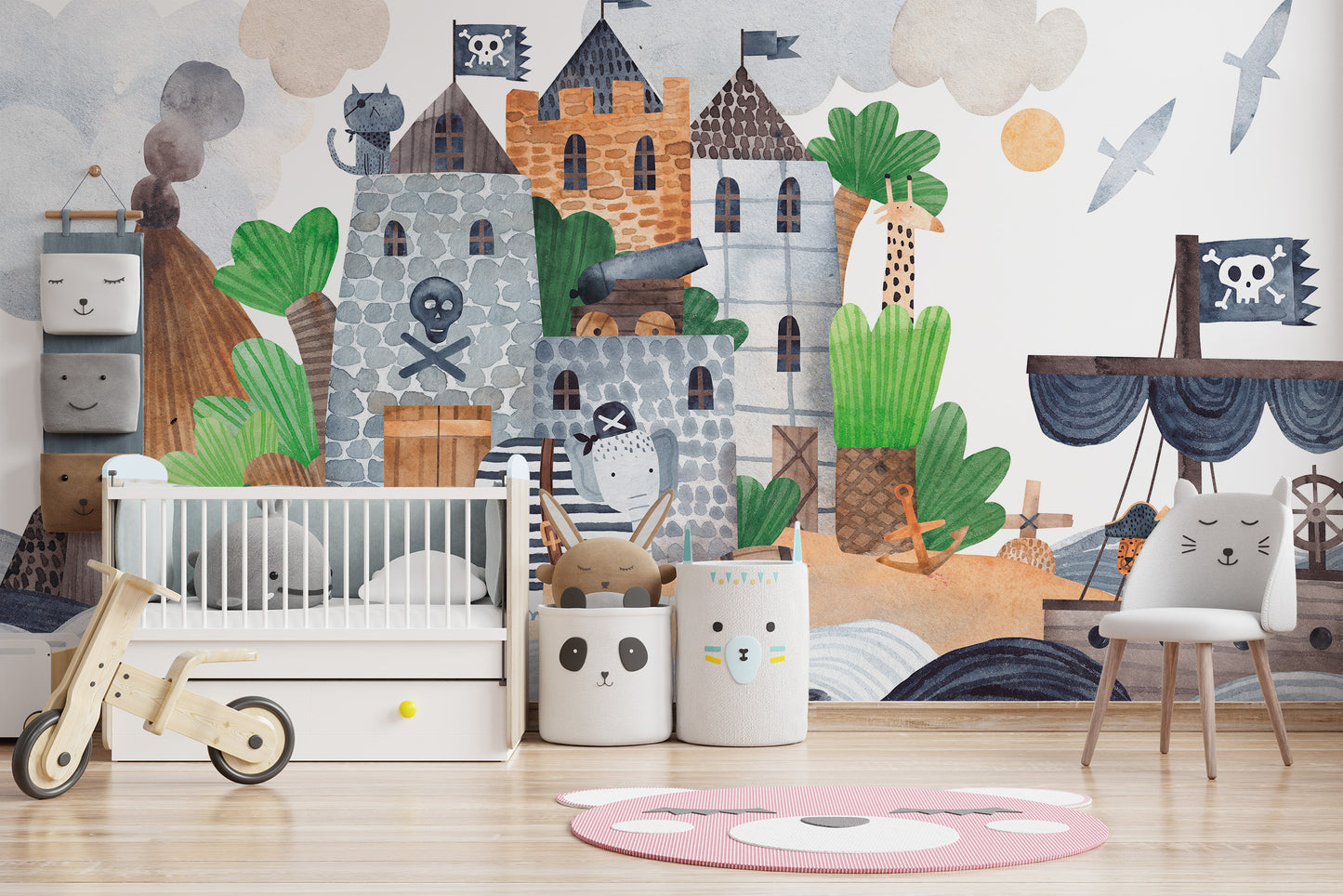 Temporary pirates castle wallpaper for playful decor