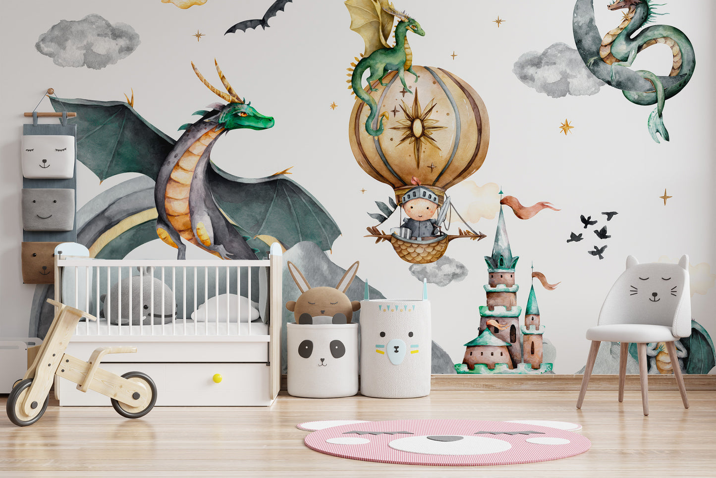 Peel and stick dragon mural for walls and interiors