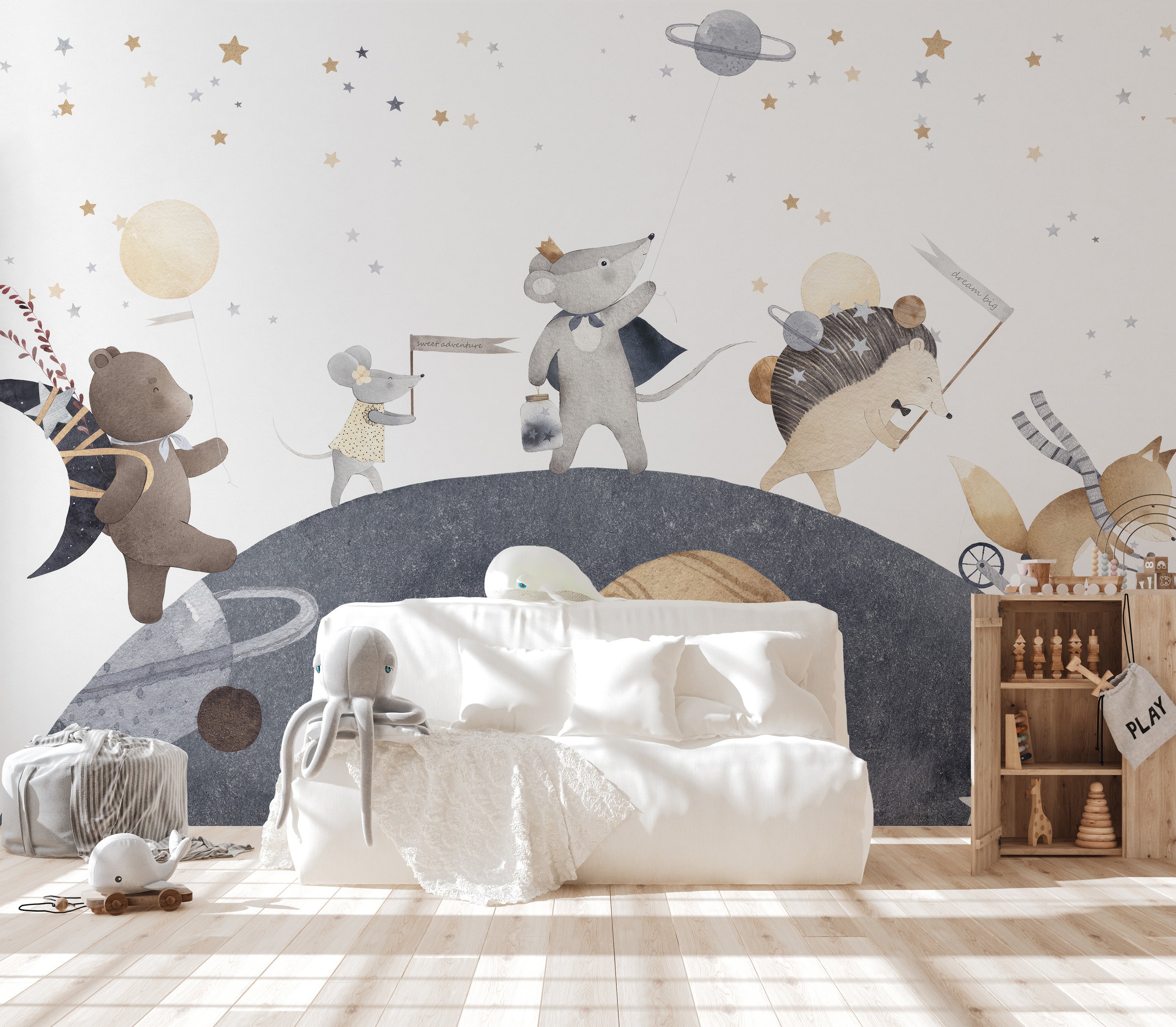 Removable moonlight friends wallpaper for playful walls