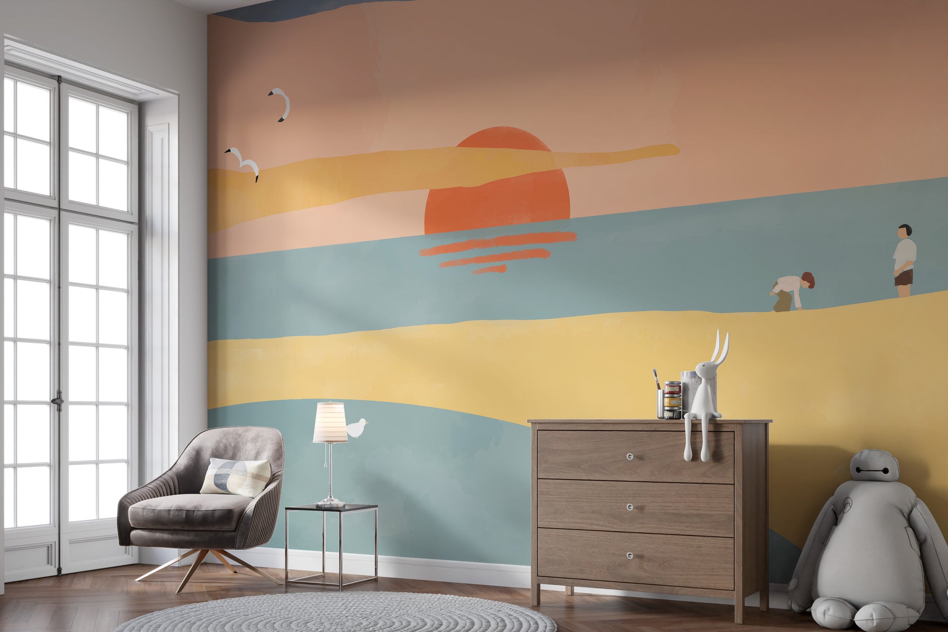 Elegant sunset beach wallpaper for modern interiors