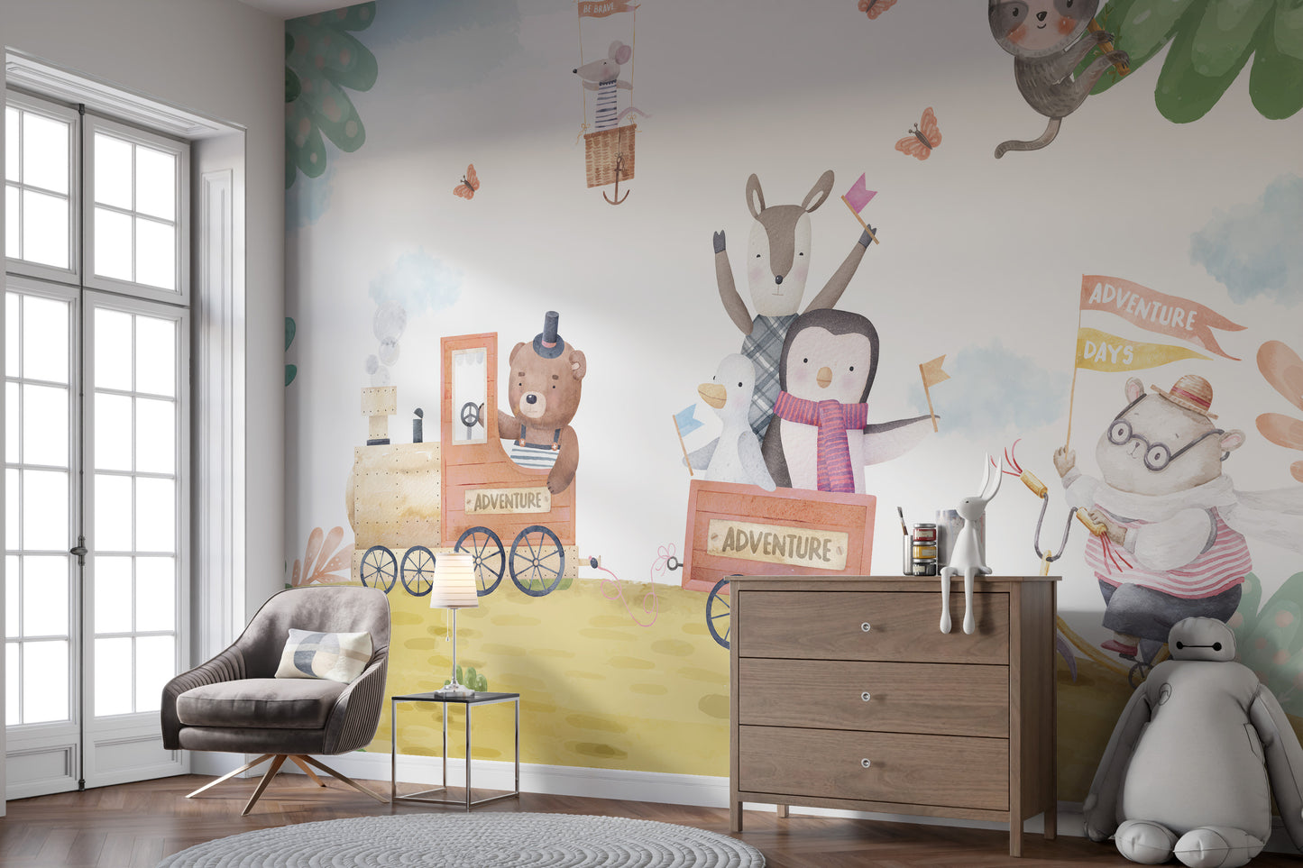 Adventure Train Kids Wall Mural