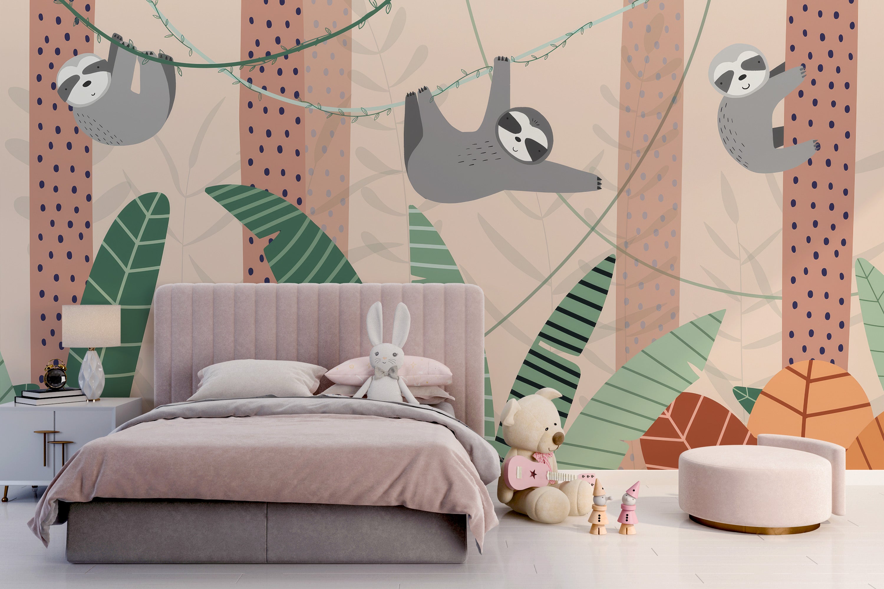 Lazy Sloths Hanging Wall Mural