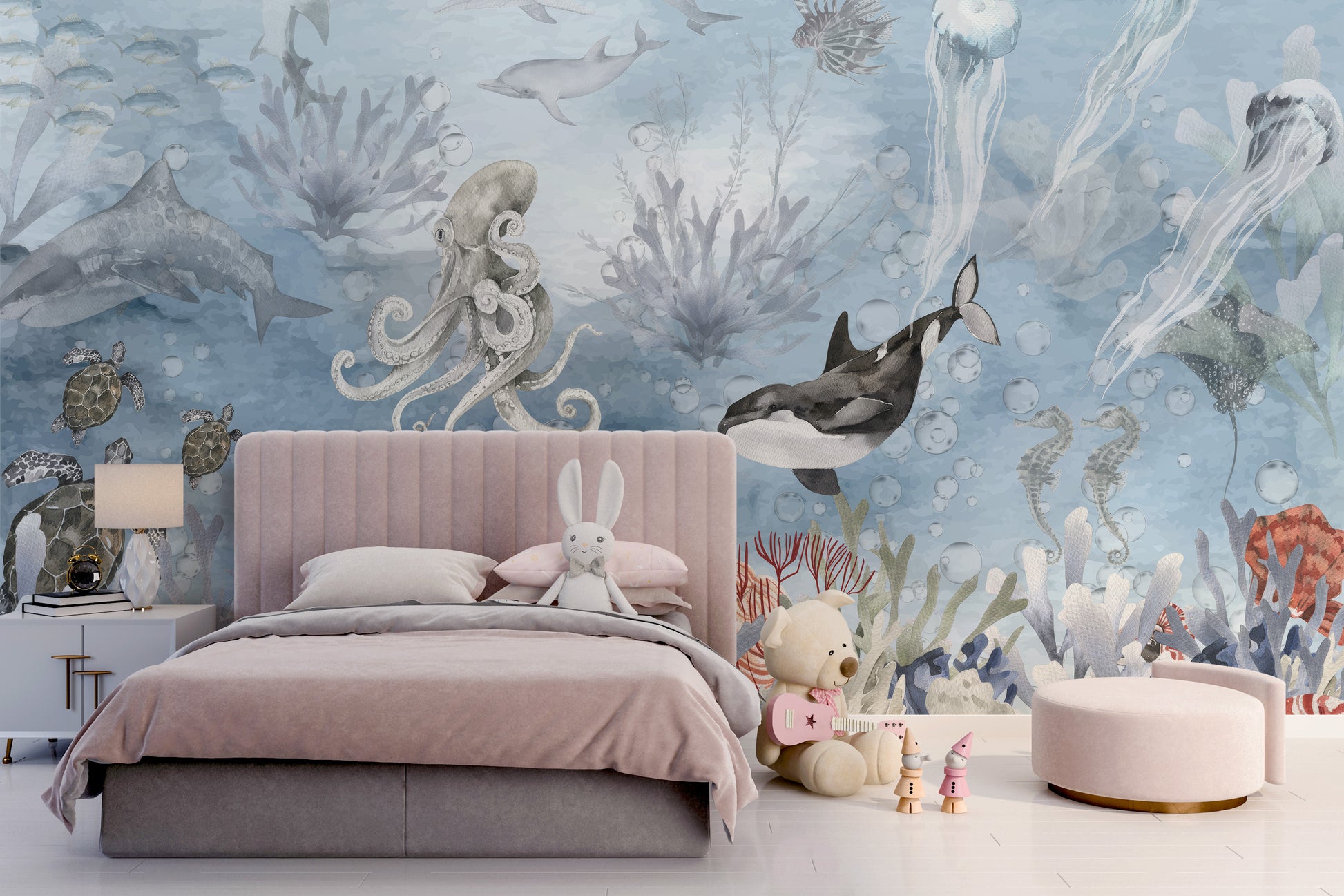 Marine life wonders wall mural for ocean-inspired decor