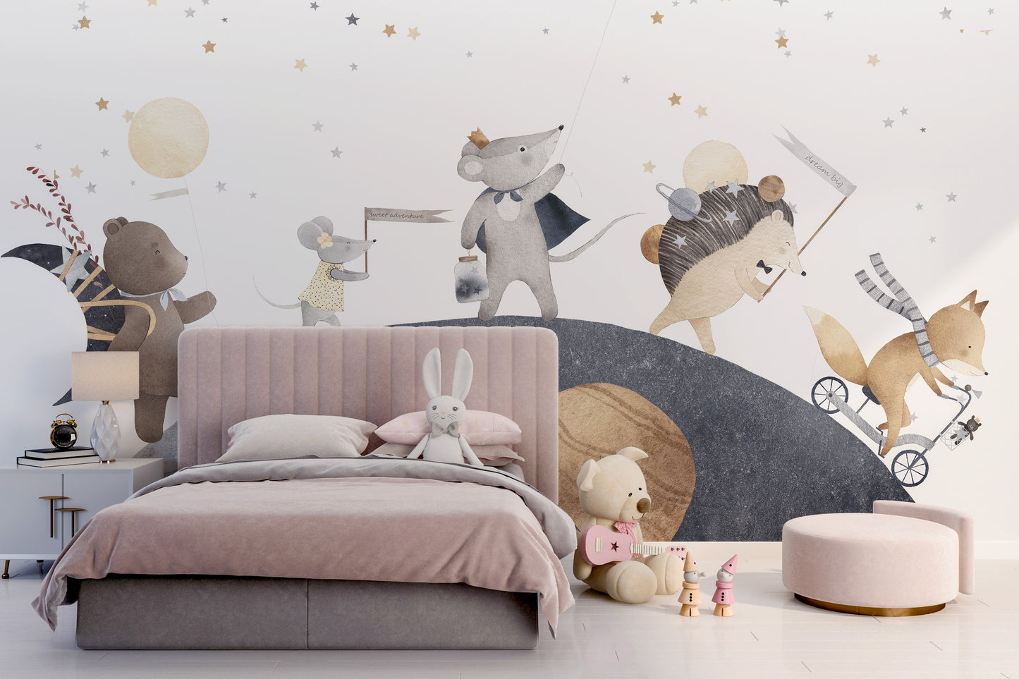 Moonlight friends wall mural for whimsical decor