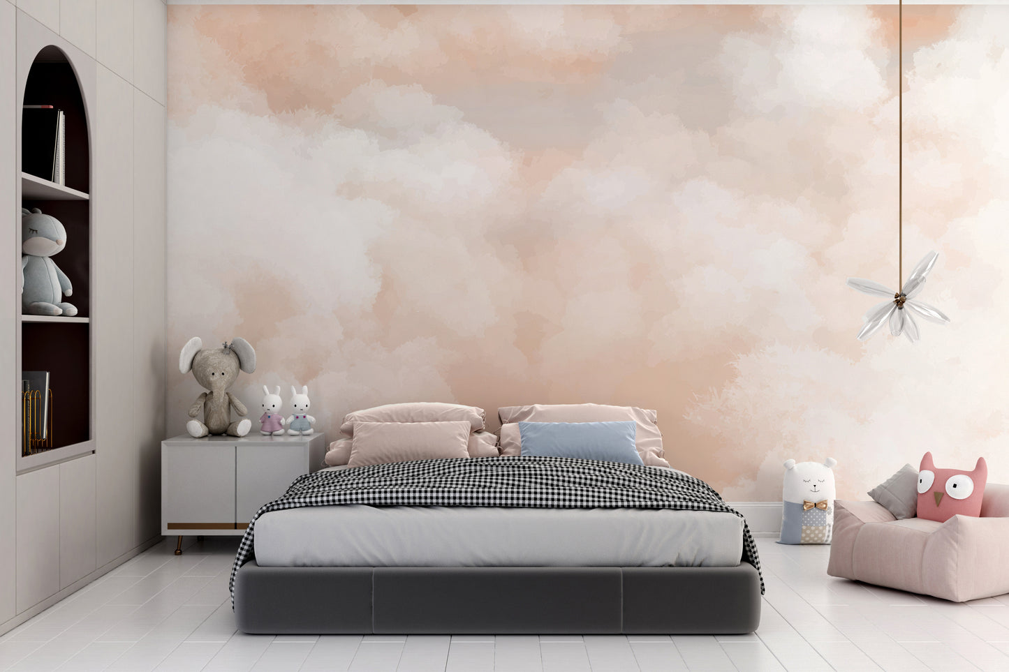 Soft peach sunrise wall mural for serene decor