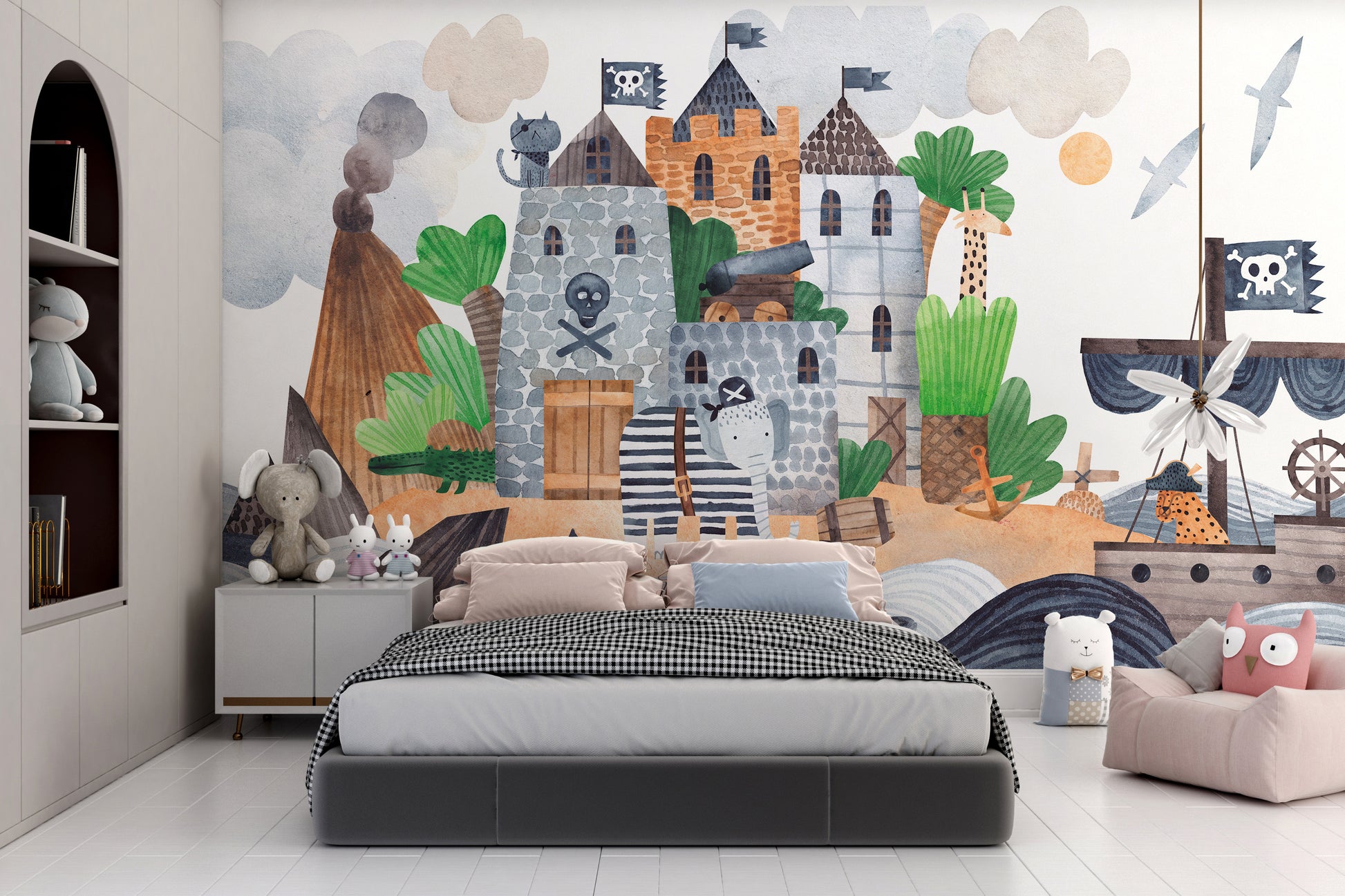 Pirates castle wallpaper mural for imaginative kids