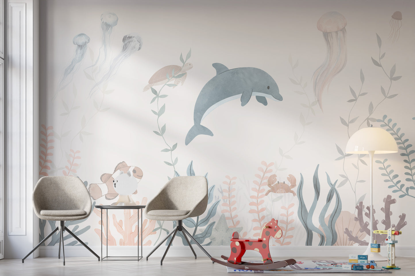 Serene ocean bliss mural for tranquil, beach-inspired decor