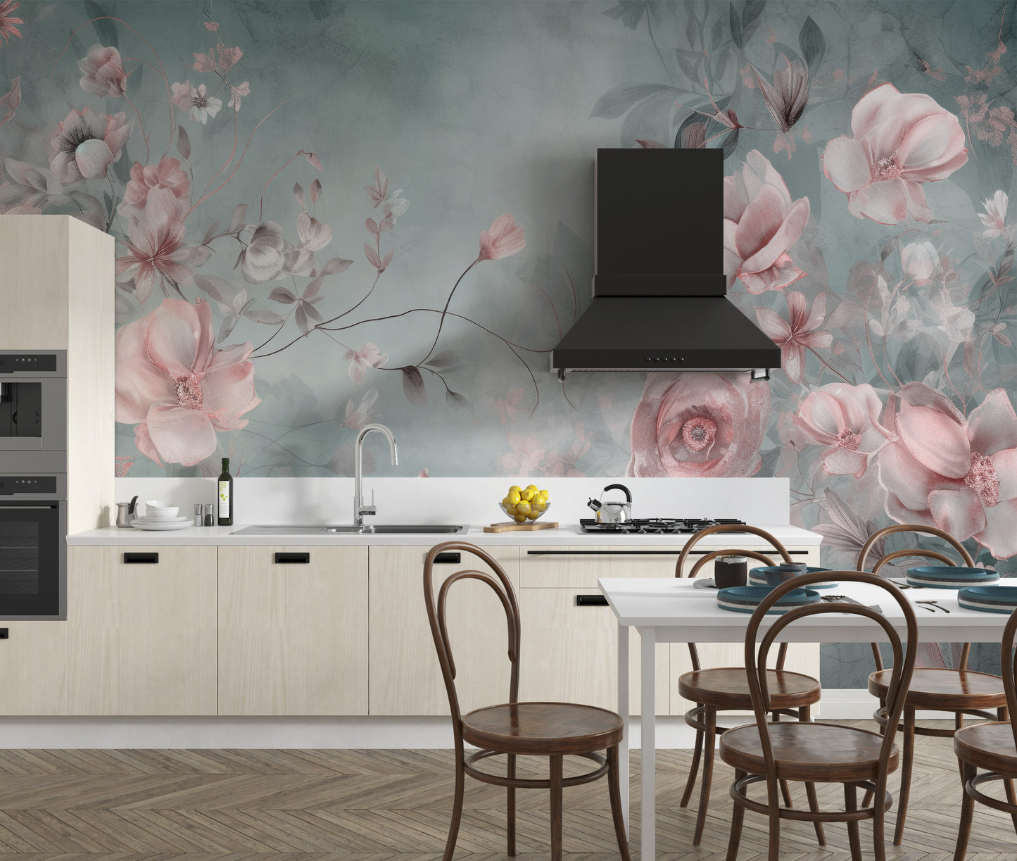 Decorative wallpaper mural with an elegant flora theme