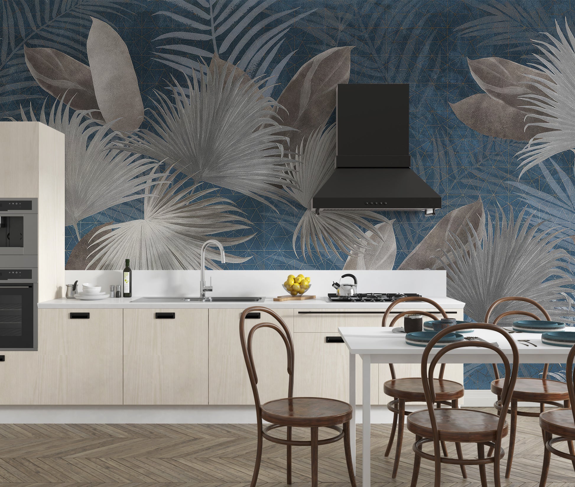 Tropical exotic leaves mural for refreshing home spaces