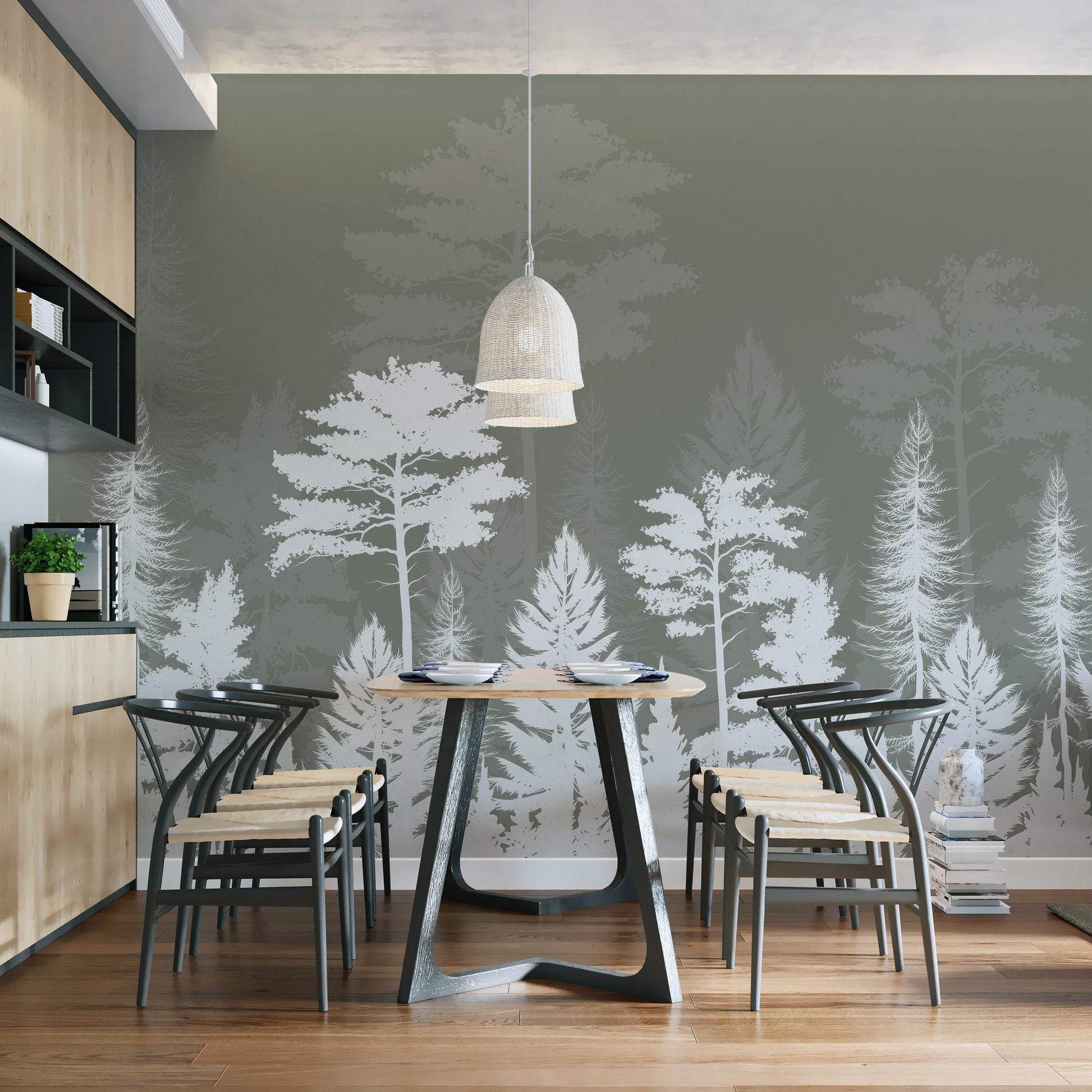 Woods shadow peel-off wallpaper for calming spaces