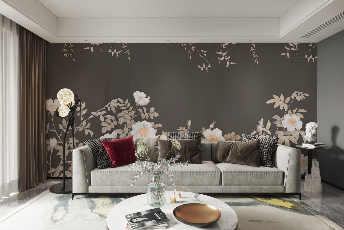 Beautiful botanical blooms mural for stylish wall decoration