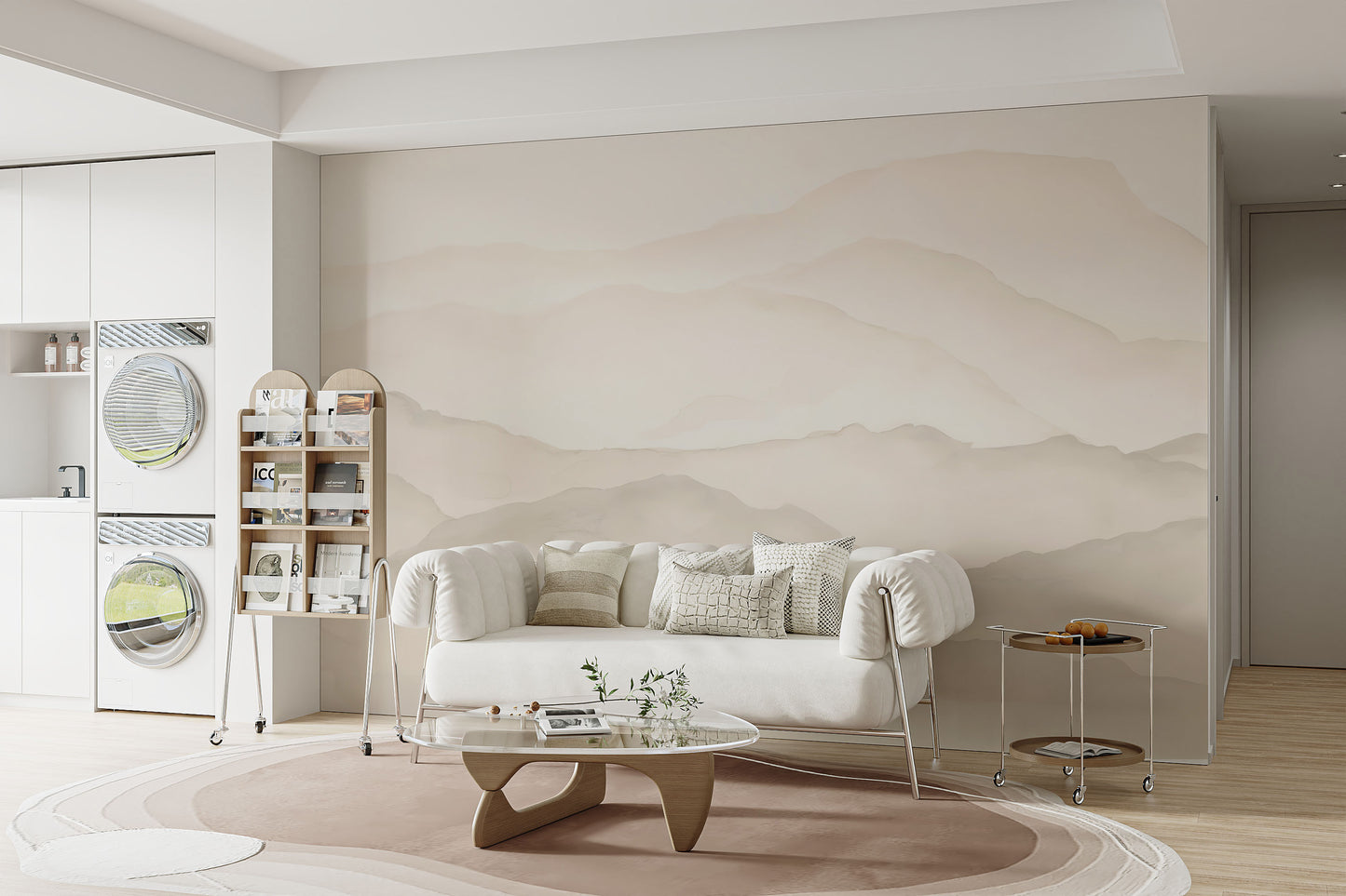 Mountain-inspired mural with soft toned peaks for walls